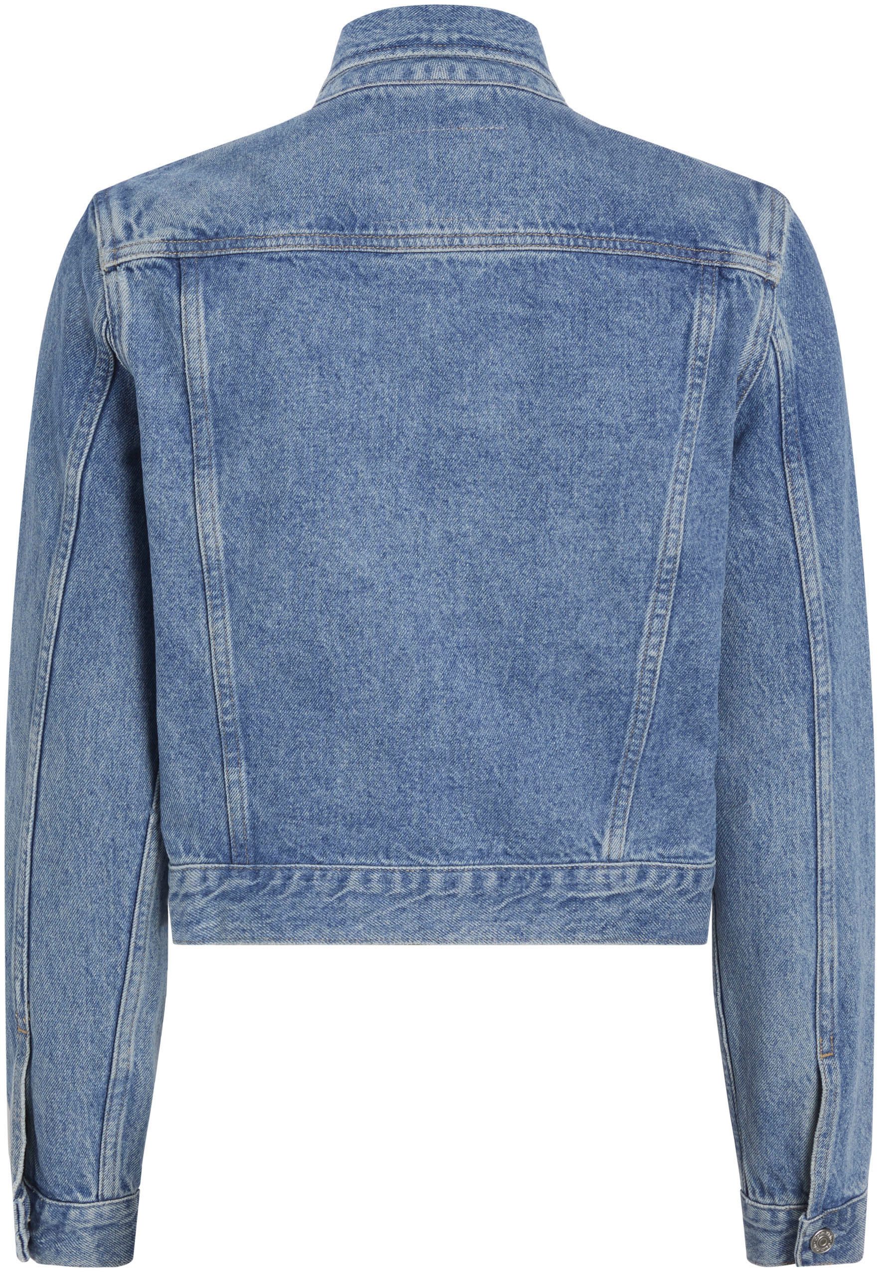 Calvin Klein Jeansjack CROPPED 90'S DENIM JACKET Logo borduurwerk op borstzak, strakke pasvorm
