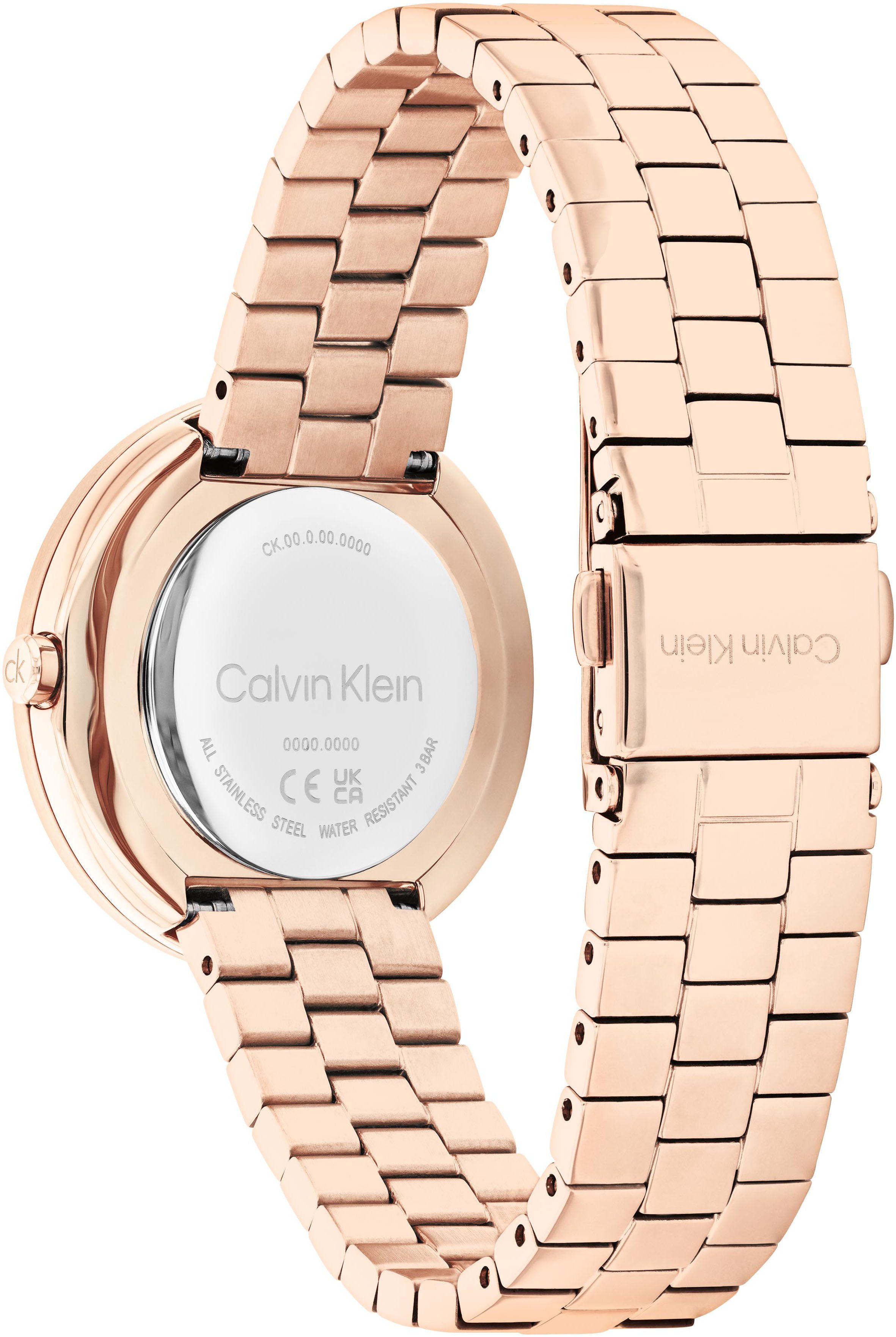 Calvin Klein Kwartshorloge Twisted bezel Polshorloge, dameshorloge, roestvrijstalen band, analoog, glasstenen