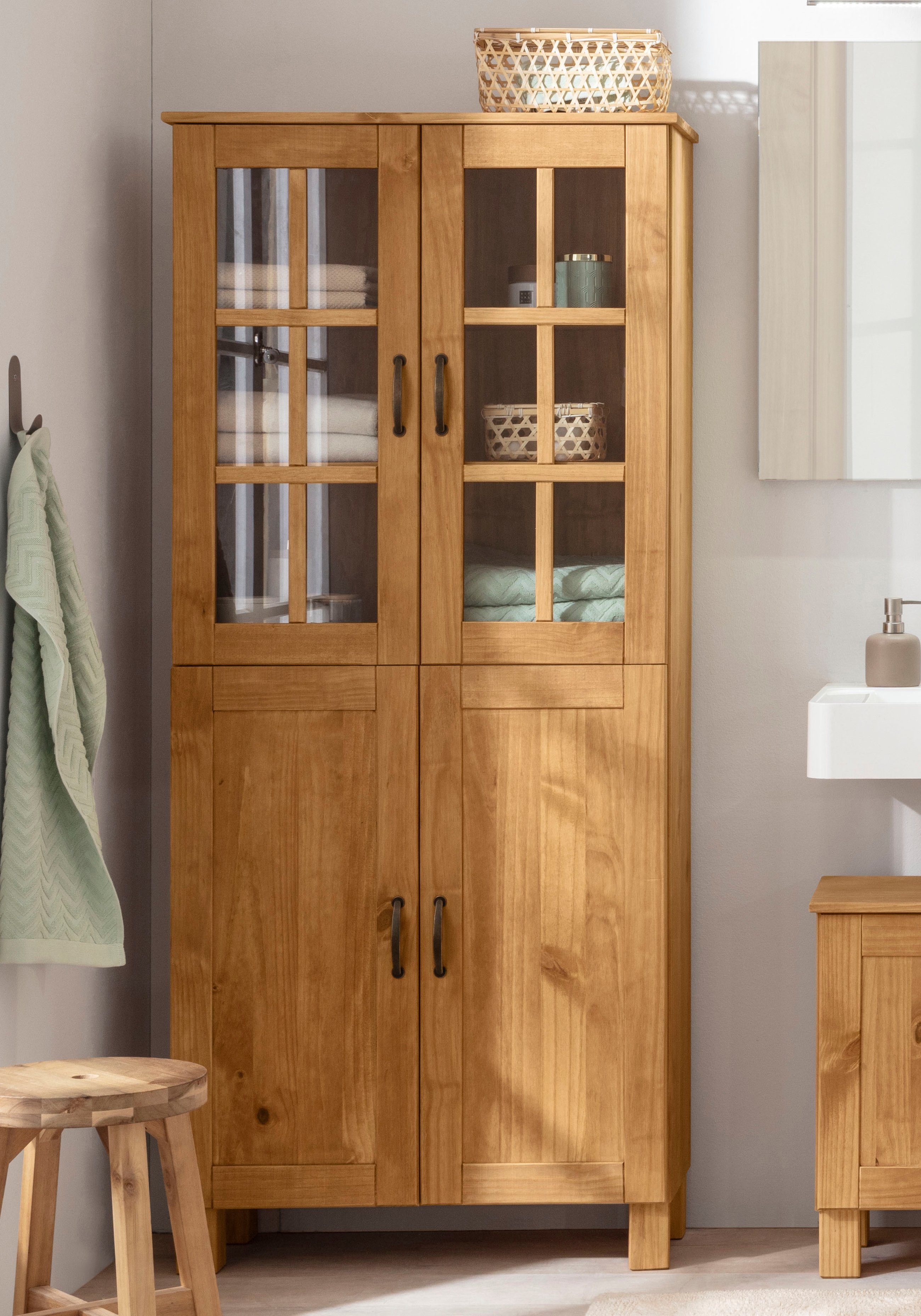 Home affaire Hoge kast Rodby Massief, FSC®-gecertificeerd hout, breedte 75 cm, hoogte 170 cm