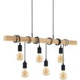 eglo hanglamp townshend zwart, bruin - l100 x h110 x b10 cm - excl. 6 x e27 (elk max. 60 w) - plafondlamp - vintage - retro - design - lamp - hanglamp - hanglamp - eettafellamp - eettafel - lamp voor de woonkamer - houten lamp bruin