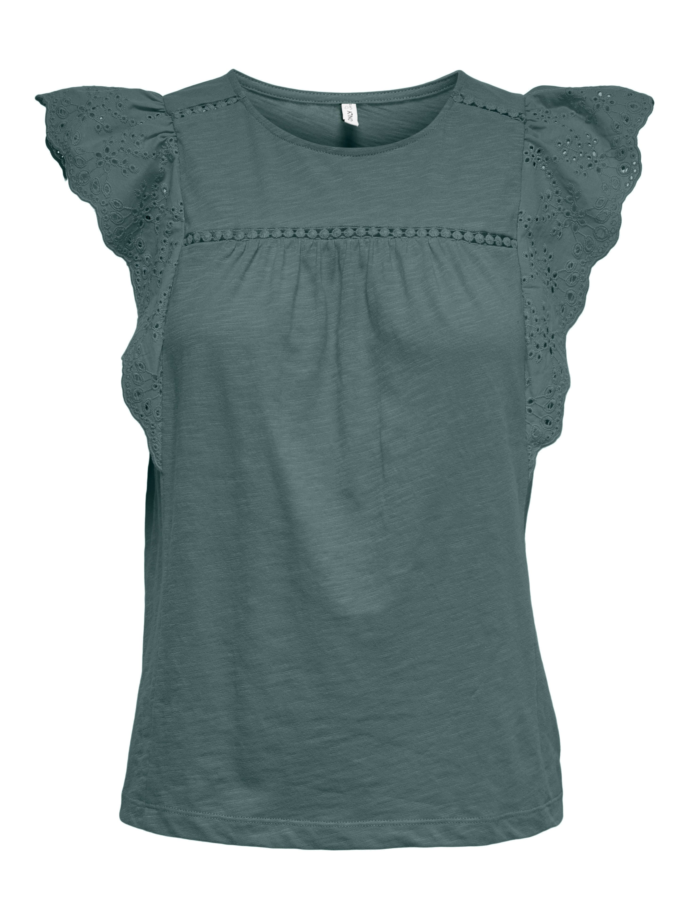 Only Shirt met korte mouwen ONLLEA S/L FRILL MIX TOP JRS