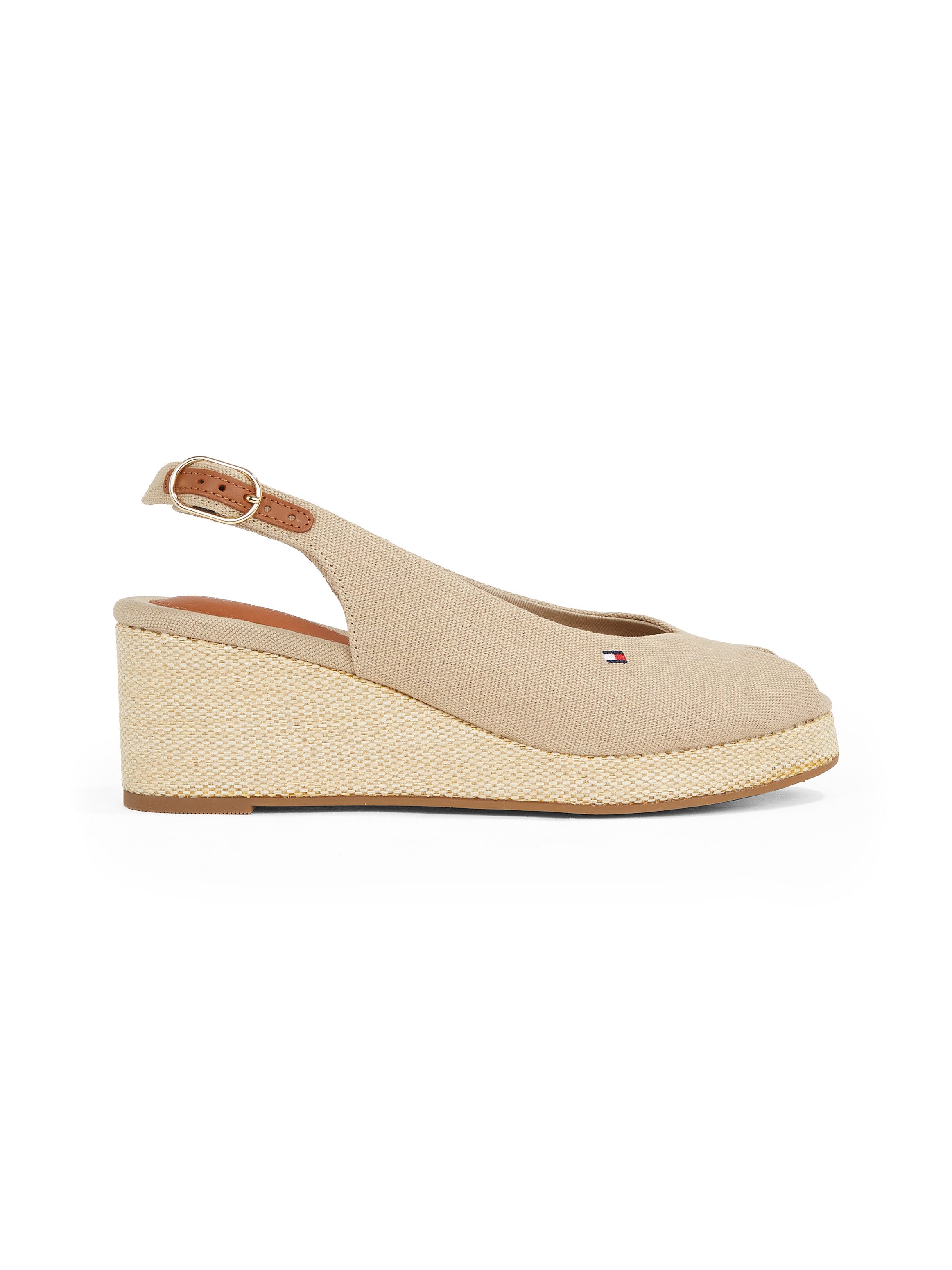 Tommy Hilfiger Sleehaksandaaltjes FLAG MID WEDGE ESPAD SLINGBACK , plateau, zomerschoen, riem-sandaal met verstelbare gesp
