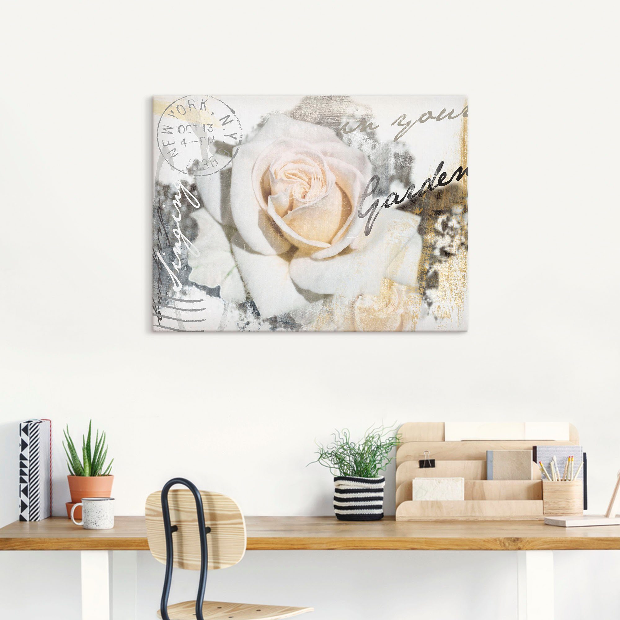 Artland Artprint In letters - roos als artprint op linnen, poster, muursticker in verschillende maten