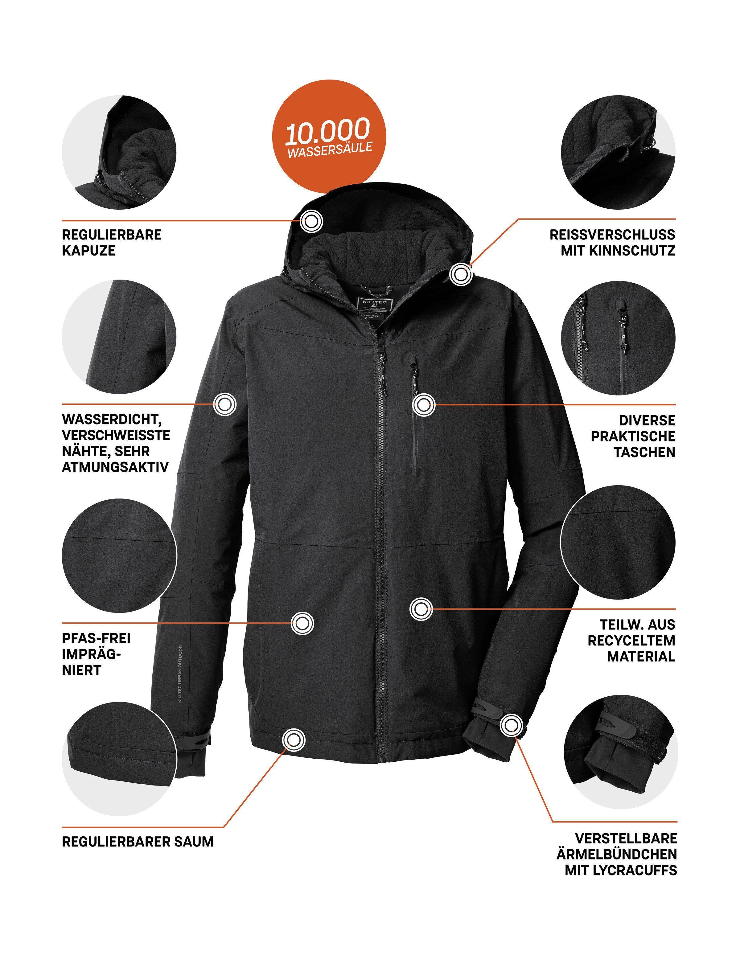 Killtec Functioneel jack KOW 81 MN JCKT Water- en winddichte herenjas met verstelbare capuchon