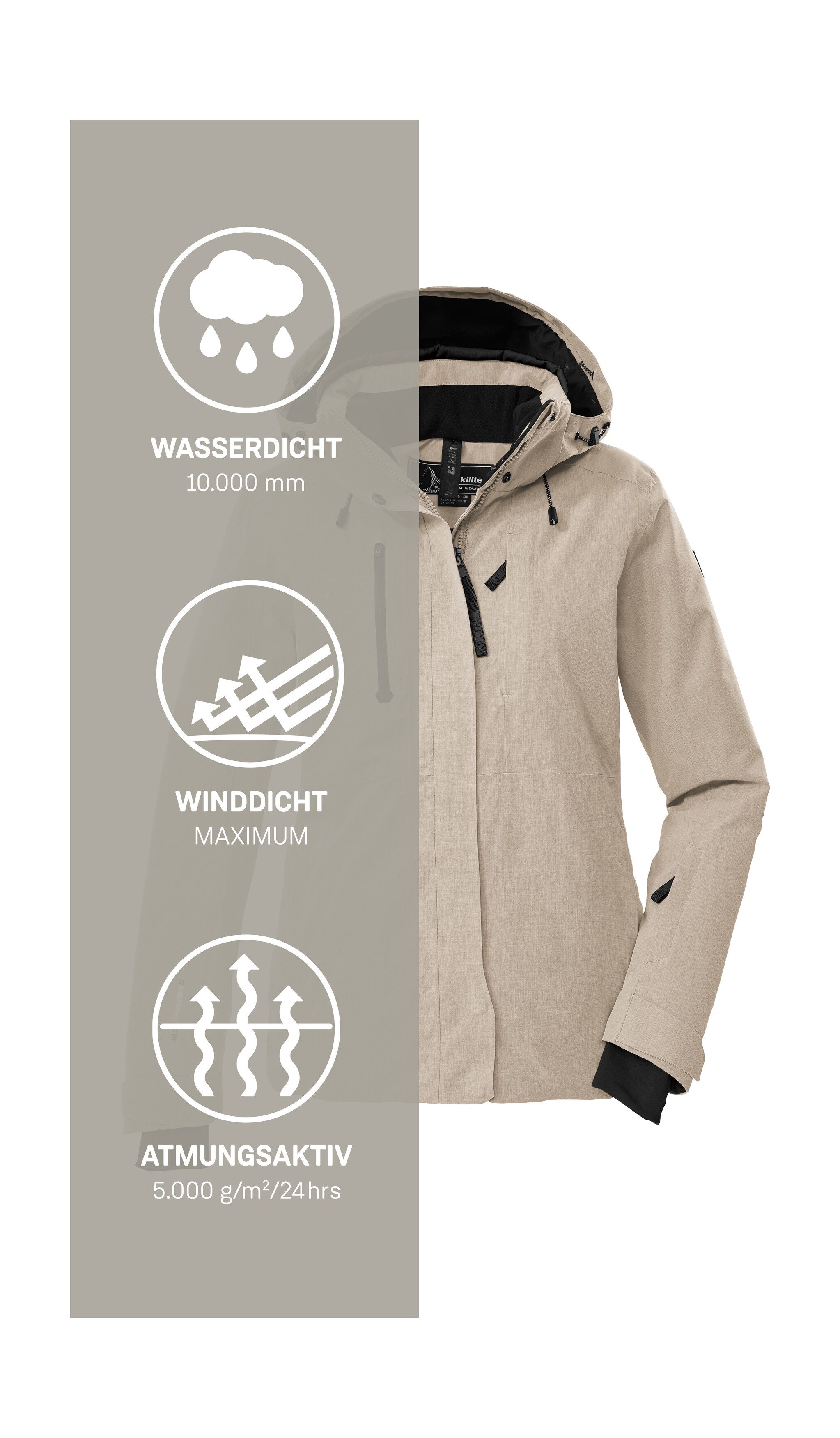 Killtec Ski-jack KSW 35 WMN SKI JCKT Waterdicht, ademend, PFAS-vrij, gerecycled materiaal