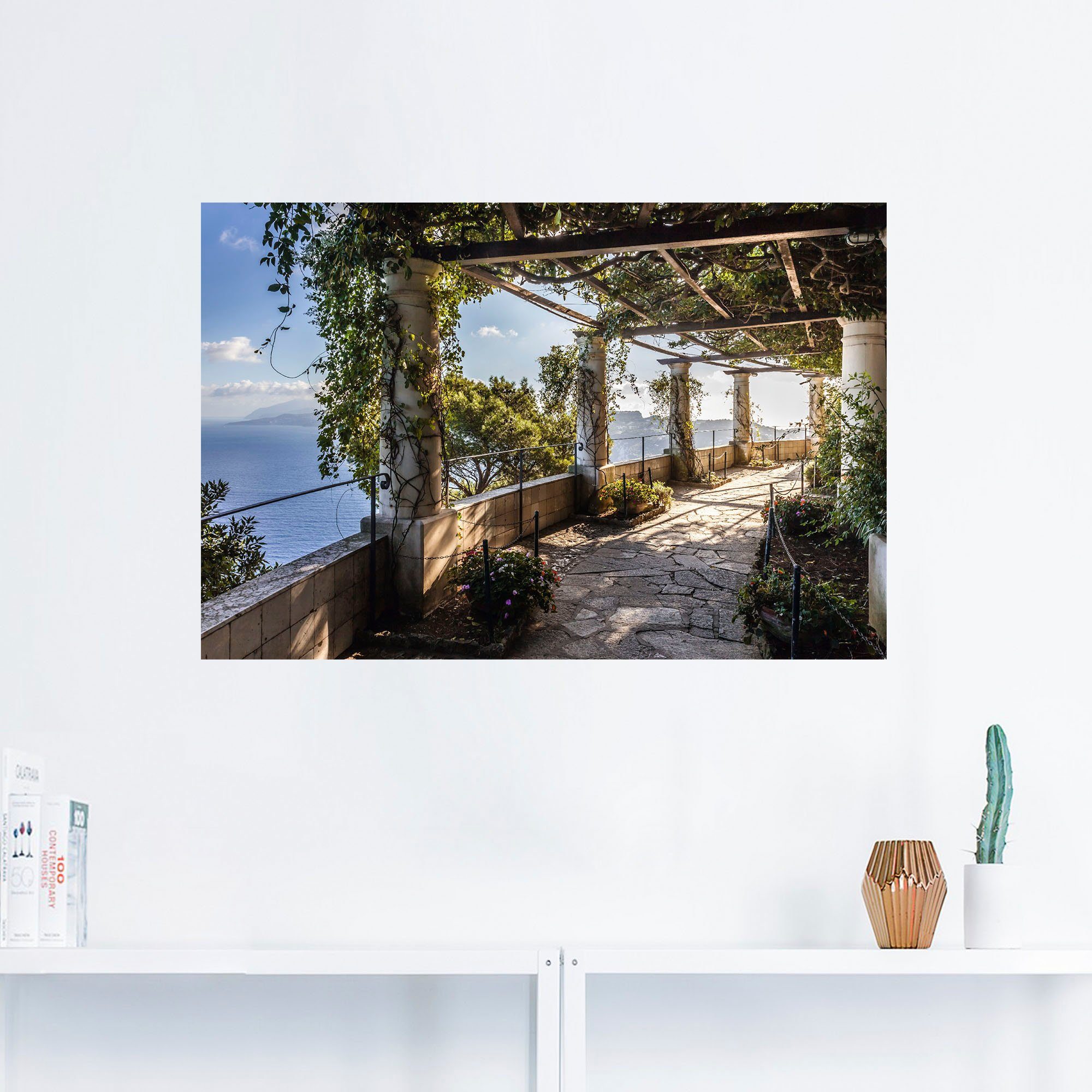 Artland Artprint Tuin van de villa San Michele op capri als artprint van aluminium, artprint voor buiten, artprint op linnen, poster, muursticker