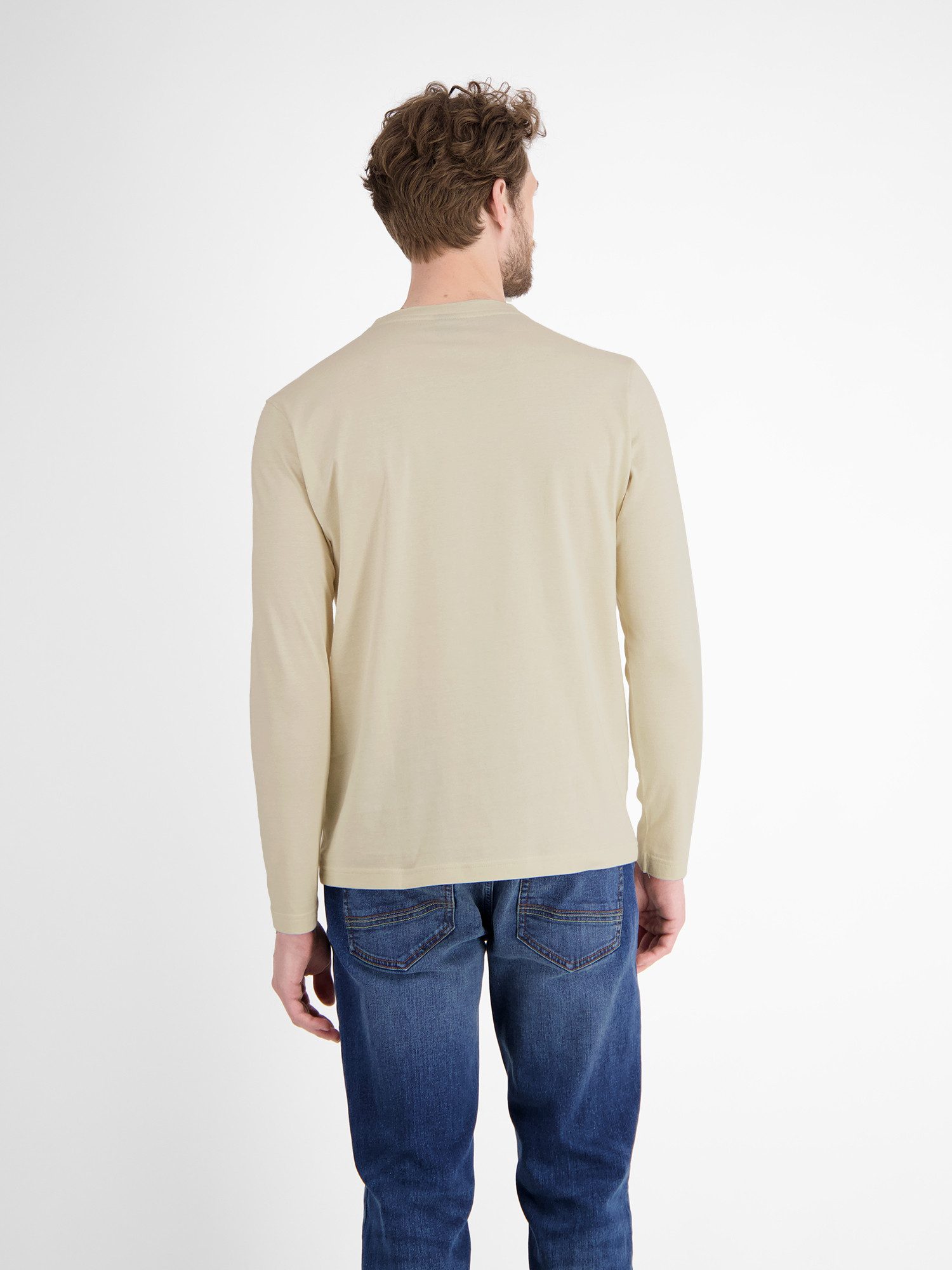 Lerros Sweatshirt LERROS Serafino-shirt met lange mouwen voor heren