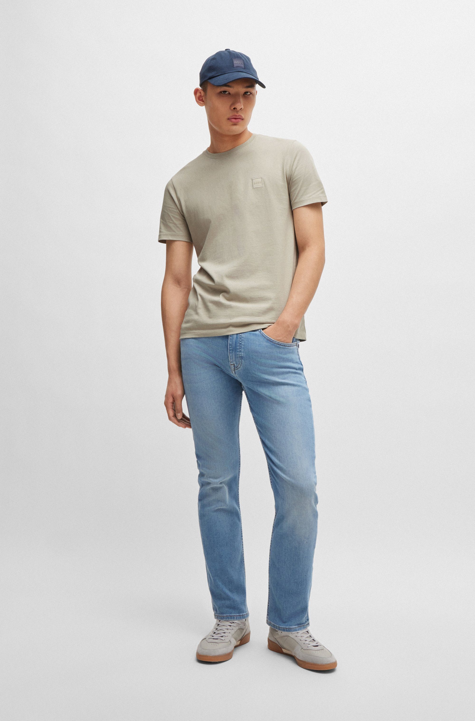 Boss Orange T-shirt Tales met boss-borduursel op de borst