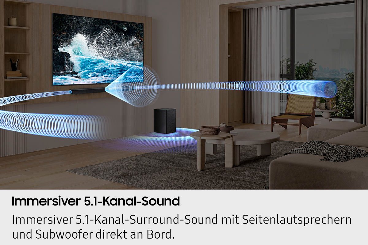 Samsung Soundbar HW-B760GF soundbar 5.1-kanaals geluidsysteem, dolby 5.1 kanaal, dts virtual:x, adaptief geluid