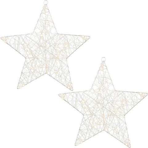 Creativ light Led-ster Kerstster, kerstversiering set van 2, met 40 leds, 6-uurs timerfunctie (set, 2 stuks)