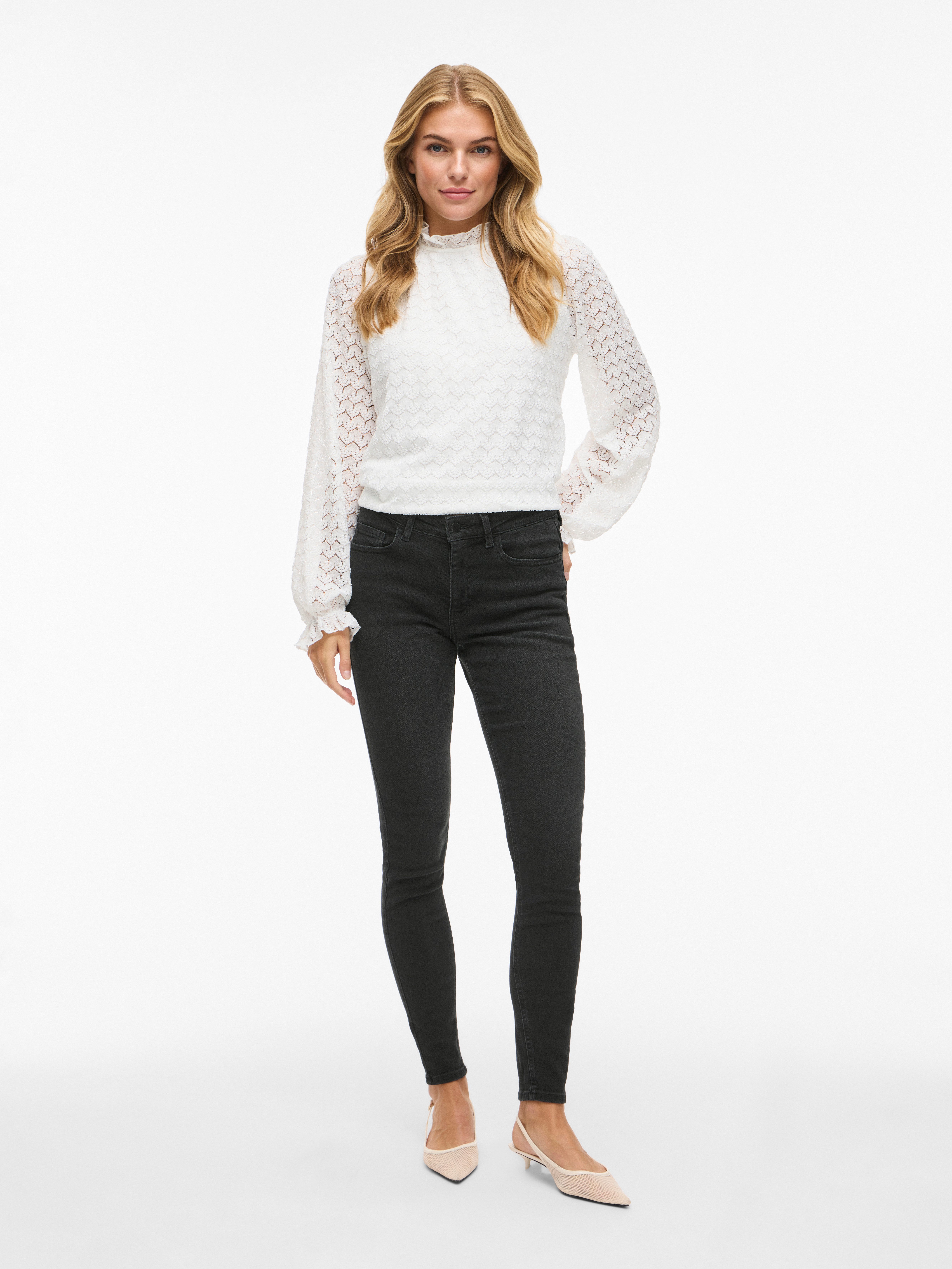 Vila Skinny fit jeans VISARAH RW SKINNY JEANS BLK BUB00-NOOS