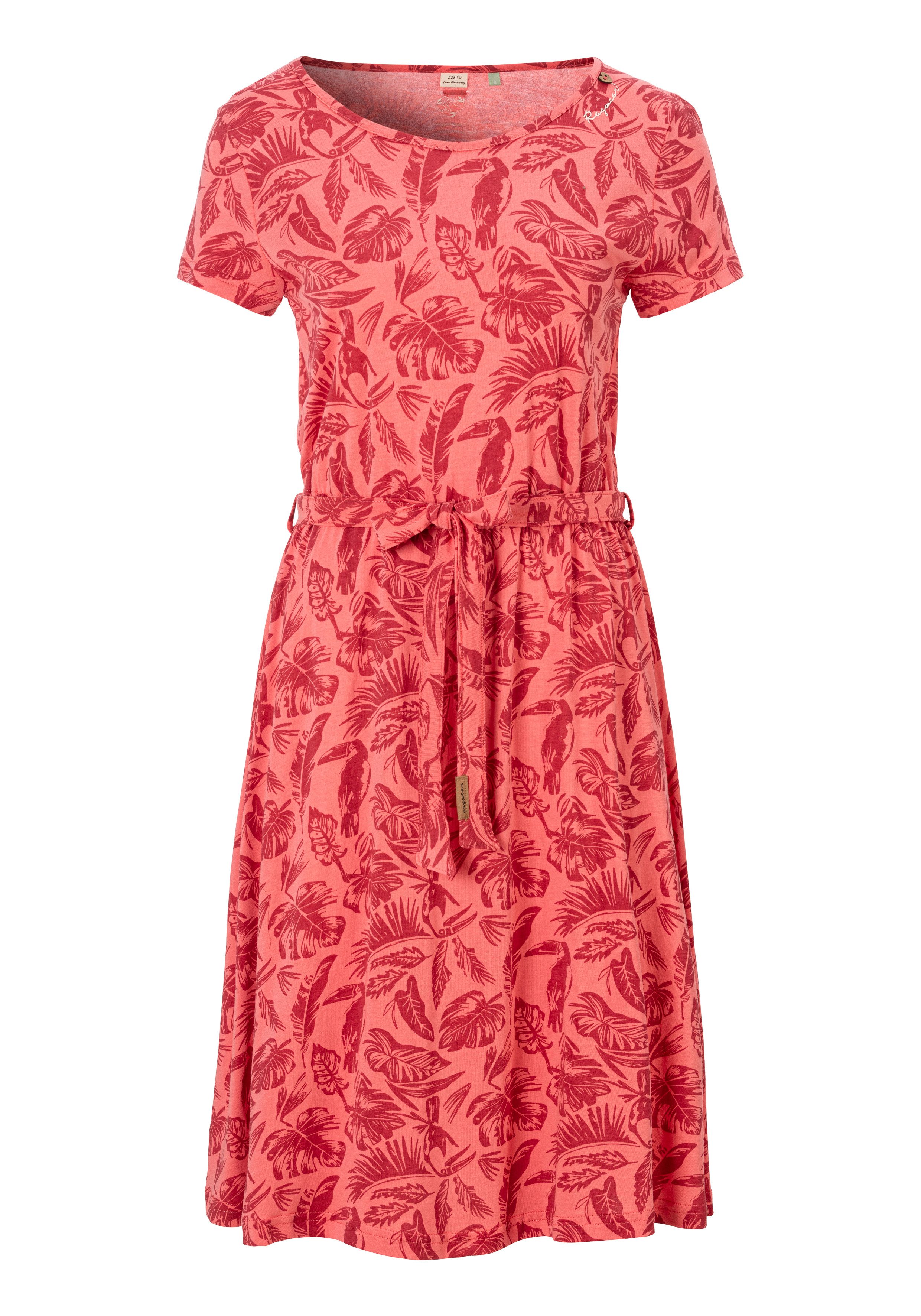 Ragwear Mini-jurk OLINA DRESS ORG met taille-bindceintuur en bloemendruk