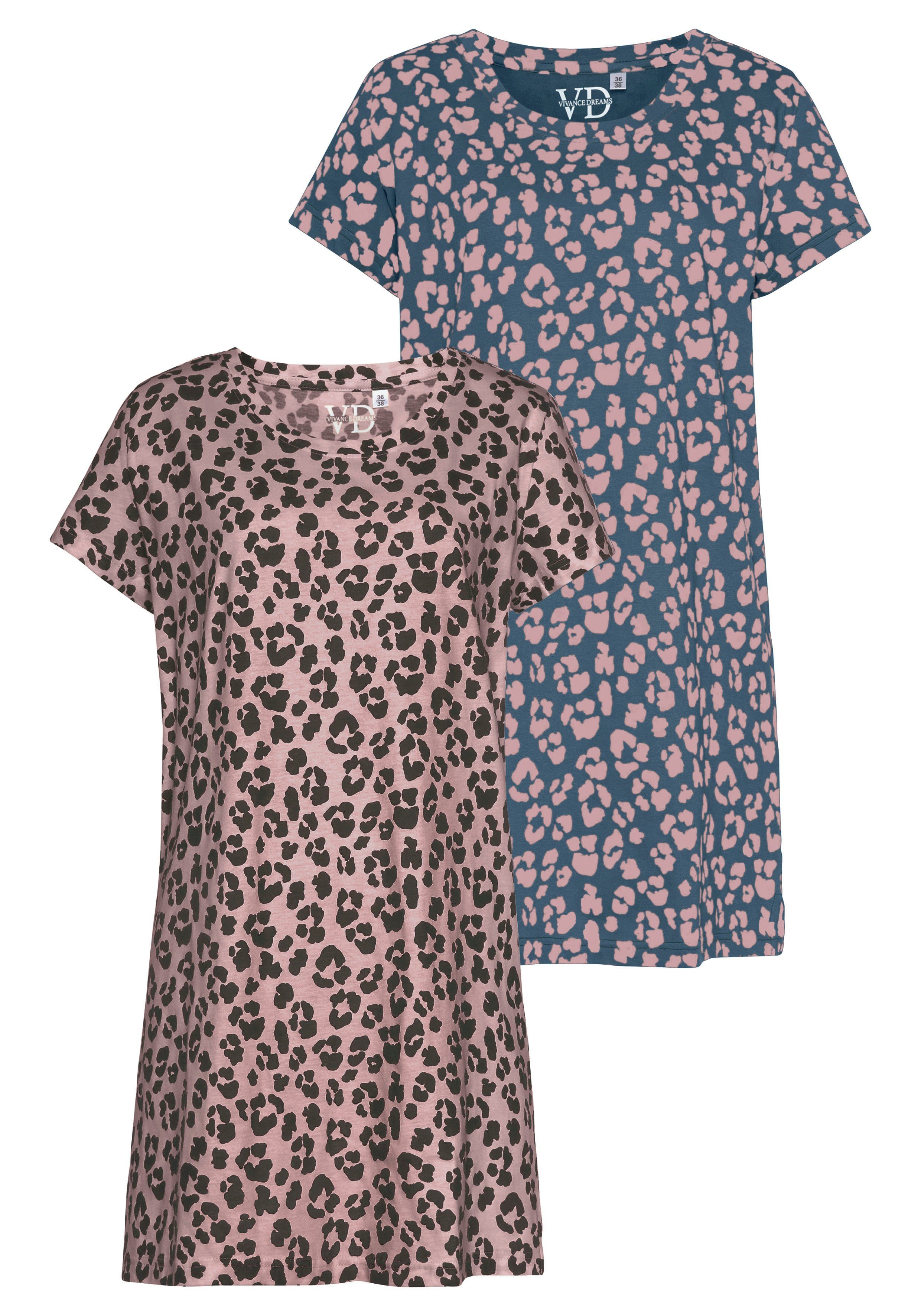 Vivance Dreams Nachthemd met leopatroon (2-delig, Set van 2)
