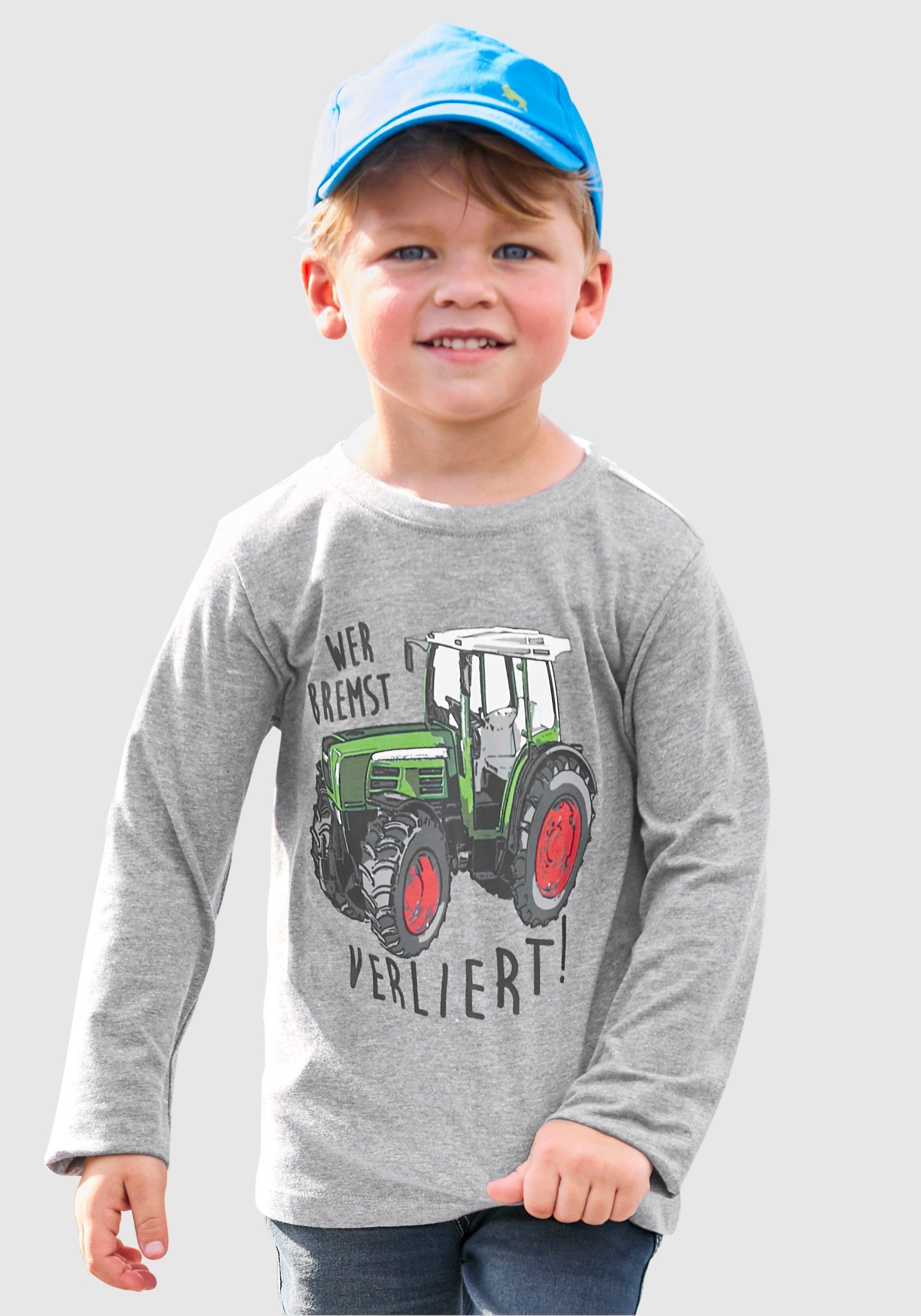 KIDSWORLD Shirt met lange mouwen Wer bremst, verliert! Lange mouwen, rekbaar materiaal, van katoen en viscose