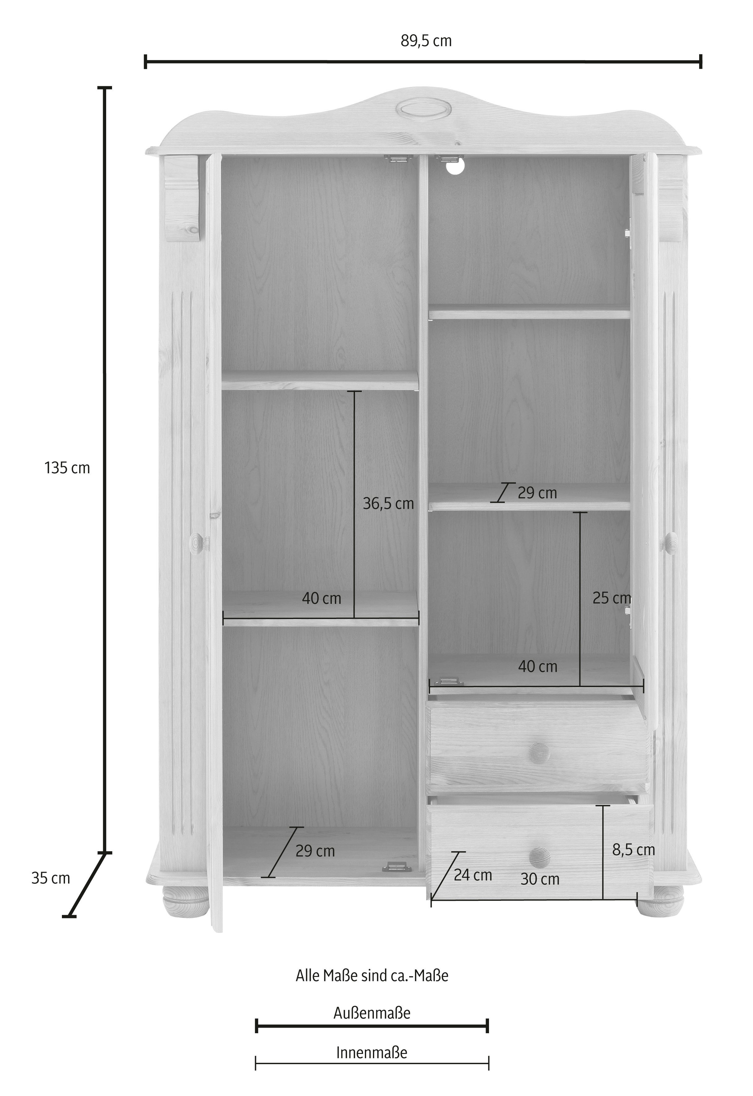 Home affaire Highboard ADELE Opbergkast, 2-deurs, hoogte 135 cm, van massief dennenhout, FSC®