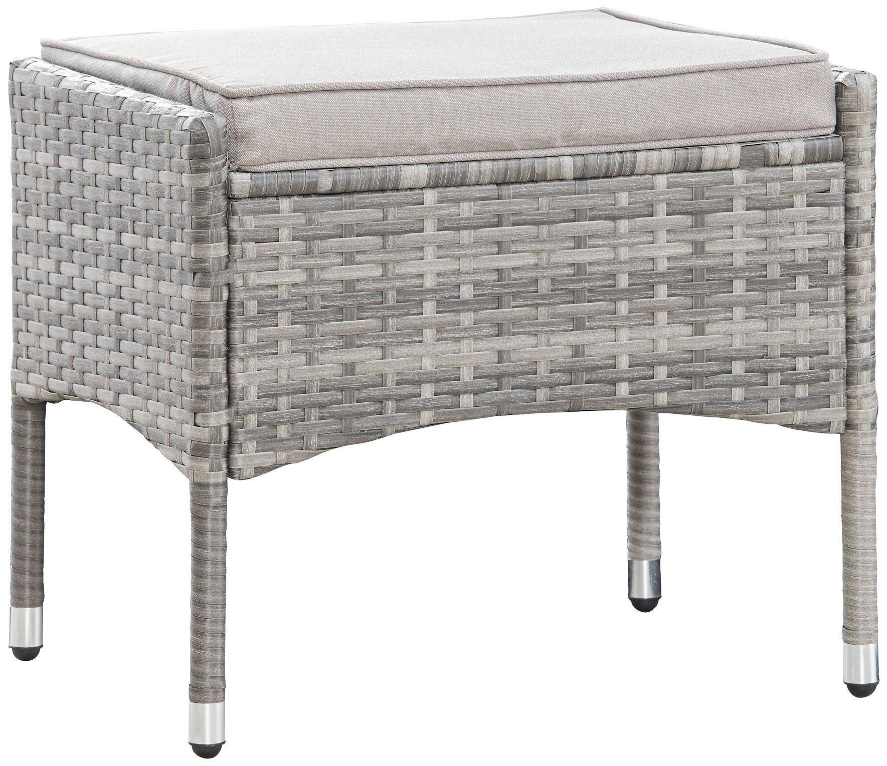 KONIFERA Tuin-eethoek Parla 2 van de 6 stoelen zijn verstelbaar, grijs, tafelblad van veiligheidsglas (set, 21-delig)