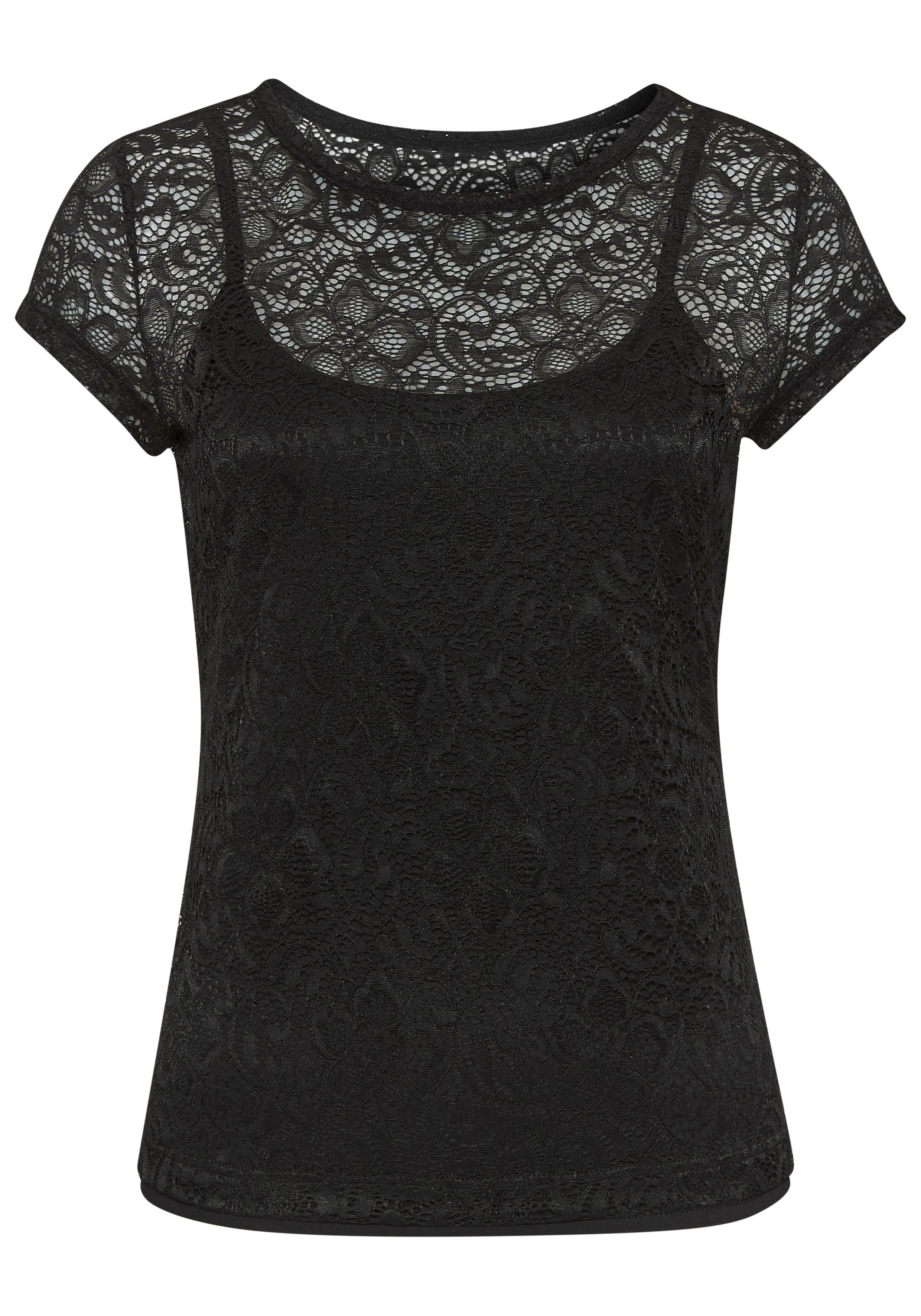 Lascana Kanten shirt met bloemmotief (set, +Top)