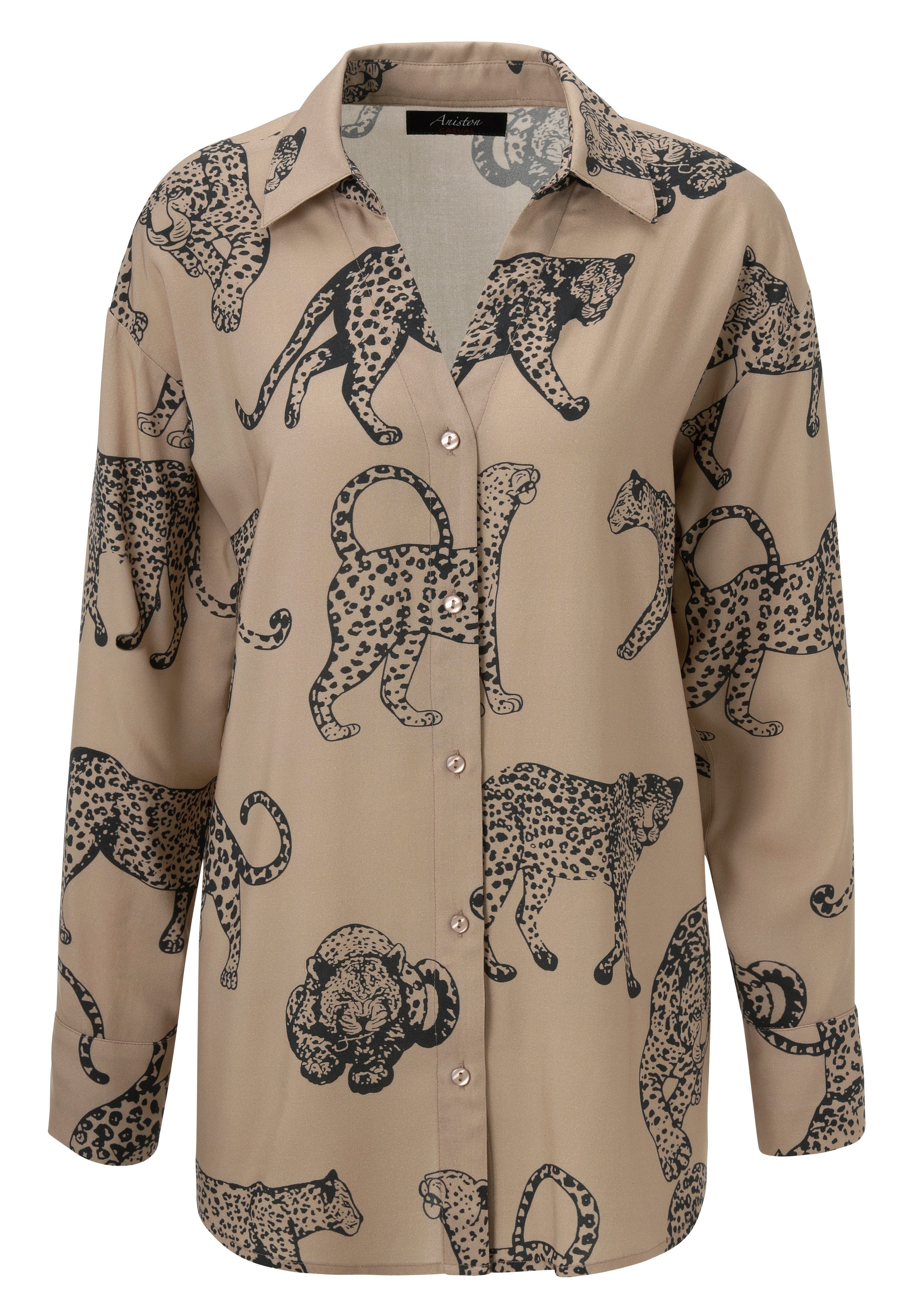 Aniston CASUAL Overhemdblouse bedrukt met luipaarden - elk stuk is uniek - nieuwe collectie