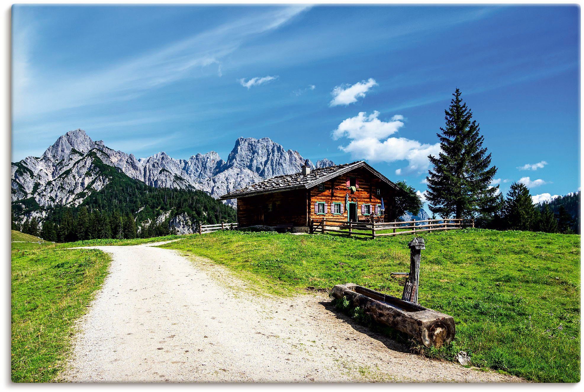 Artland Artprint Blick auf die Litzlalm mit Hütte in vele afmetingen & productsoorten - artprint van aluminium / artprint voor buiten, artprint op linnen, poster, muursticker / wan