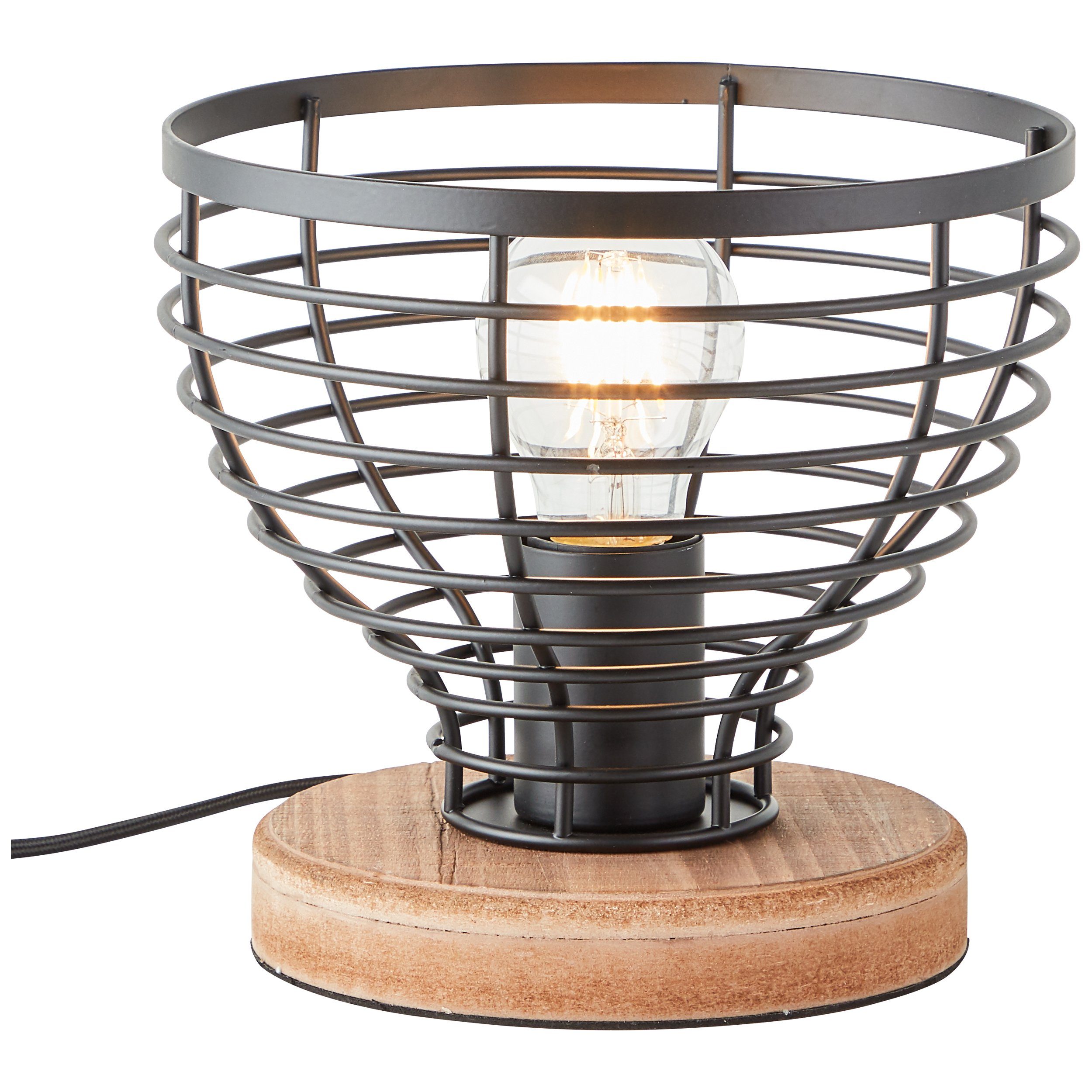 Brilliant Leuchten Tafellamp AVIA 18,5 cm hoogte, ø 20 cm, e27, metaal/hout, zwart/bruin (1 stuk)