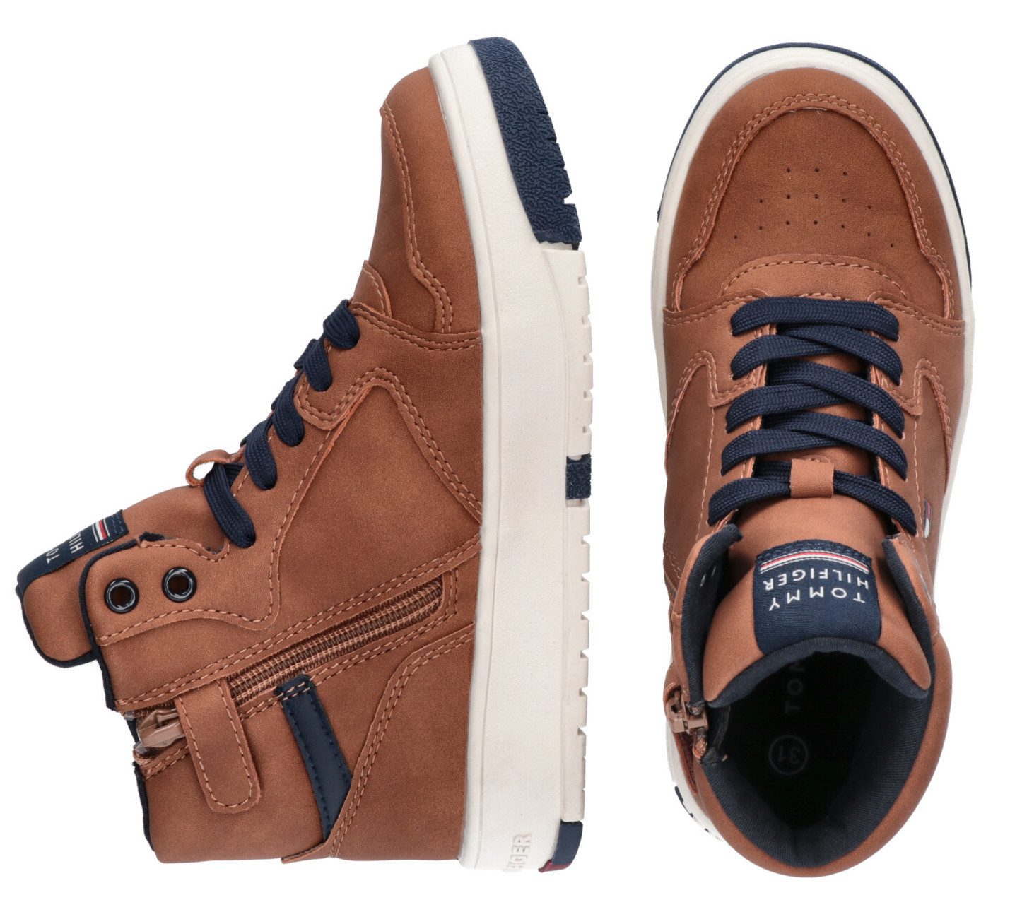 Tommy Hilfiger Sneakers high top sneaker, veterschoenen met zijlogovlag