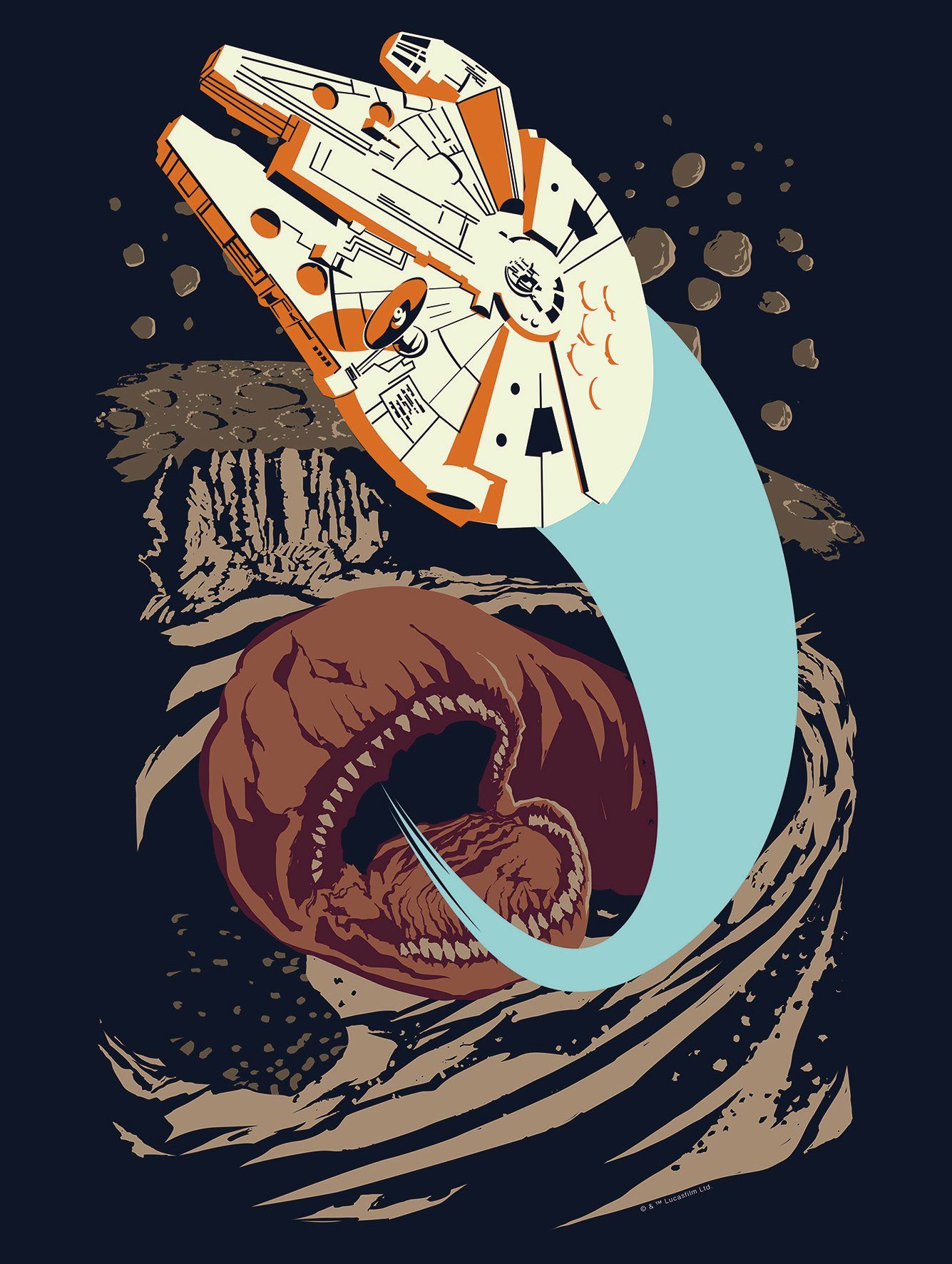 Komar Wanddecoratie Star Wars Classic Vector Asteroid Worm Wanddecoratie voor de kinderkamer - zonder lijst (1 stuk) schilderijen maat 30 cm x 40 cm