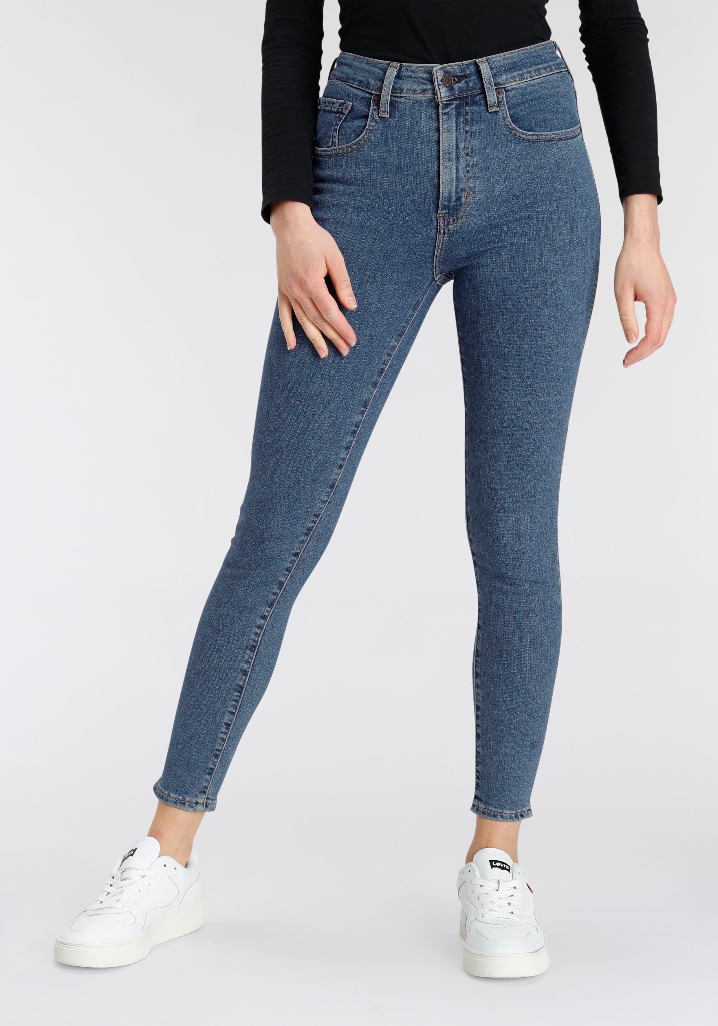 levi's skinny fit jeans 721 high rise skinny blauw