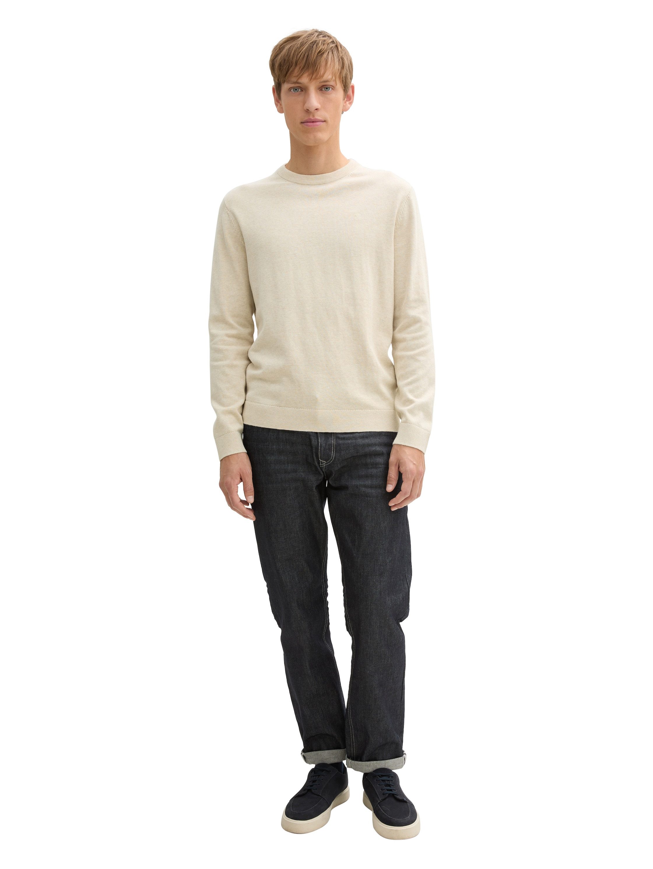 Tom Tailor Trui met ronde hals met geborduurd logo