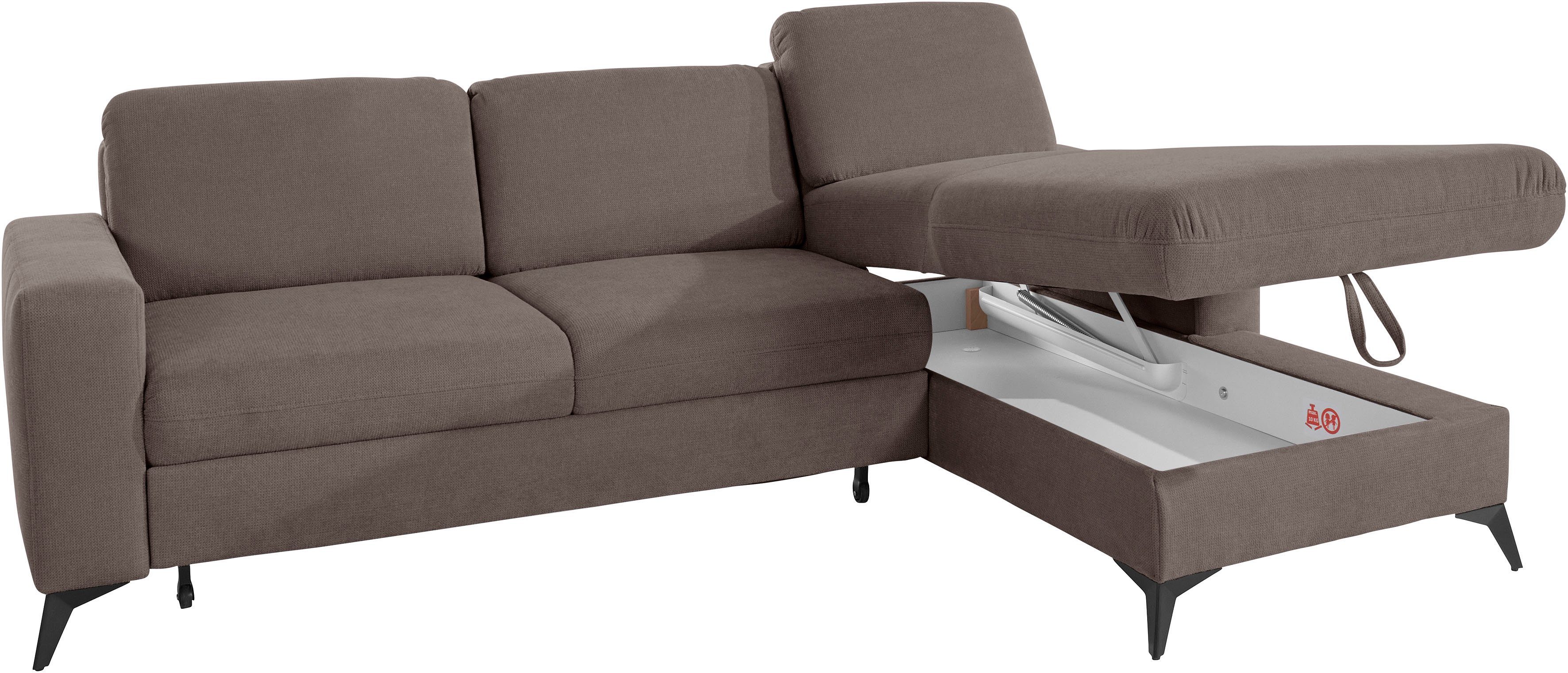 Places of Style Hoekbank Lolland L-vorm Naar keuze met slaapfunctie en bedkist, binnenvering