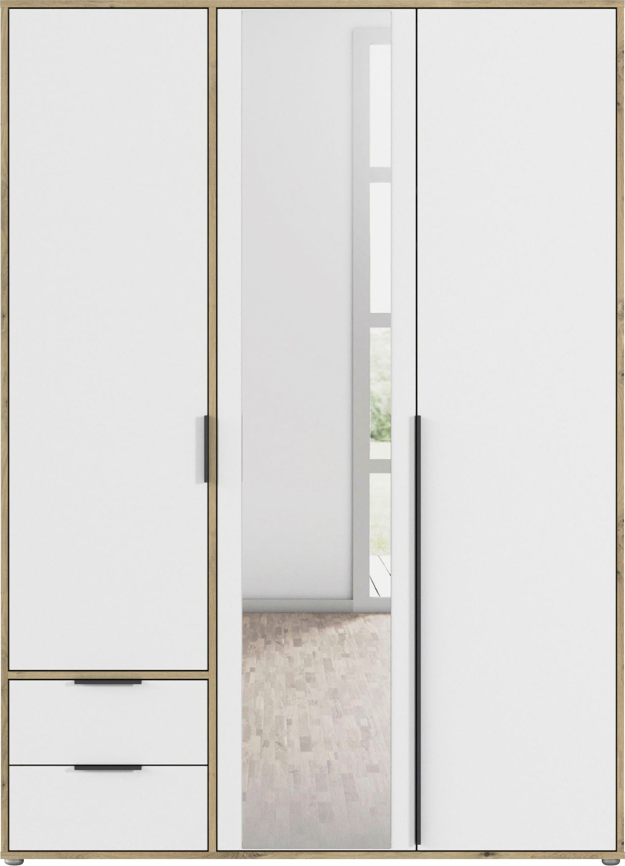 rauch Draaideurkast Kledingkast Kast Garderobe Wasmand NAGATA met Spiegel und schubladen sowie stangengriffen topseller made in germany