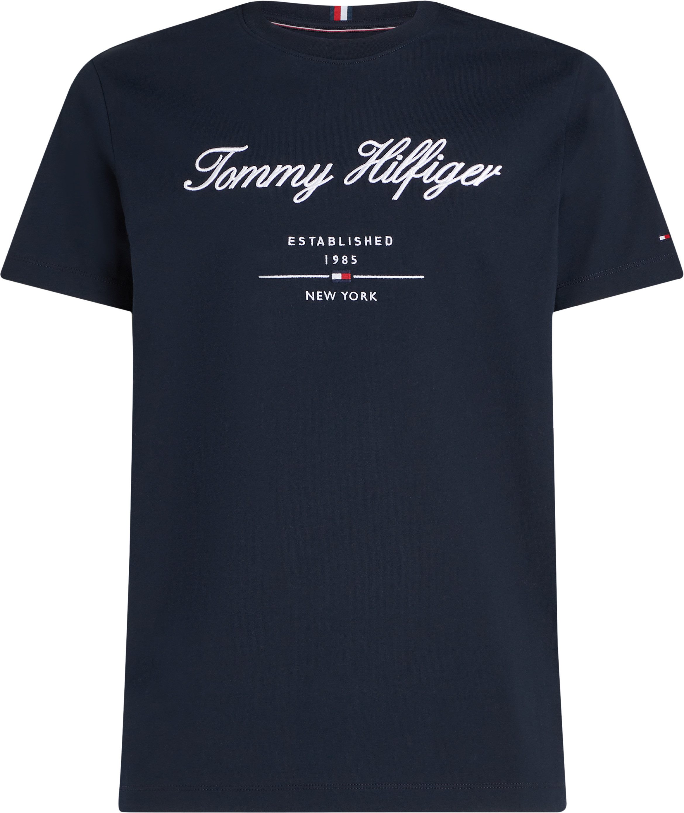 Tommy Hilfiger Shirt met ronde hals BT-SCRIPT LOGO TEE-B in grote maten, logoborduring