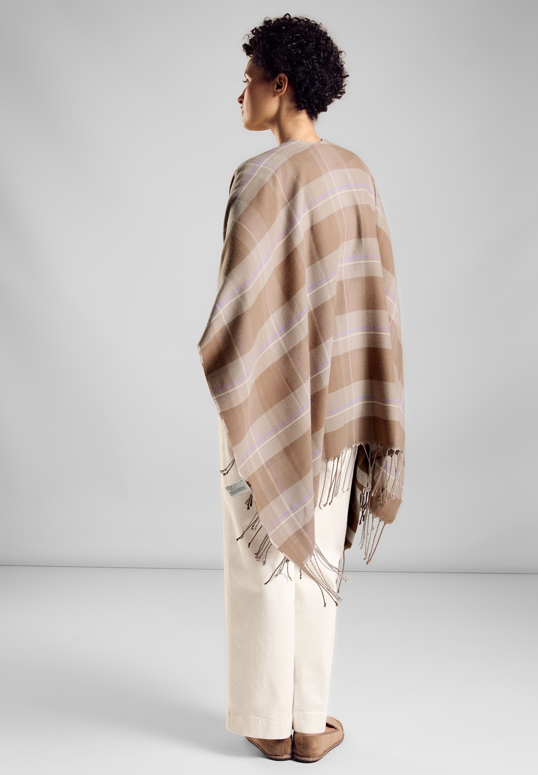 STREET ONE Gebreide poncho met ruitpatroon