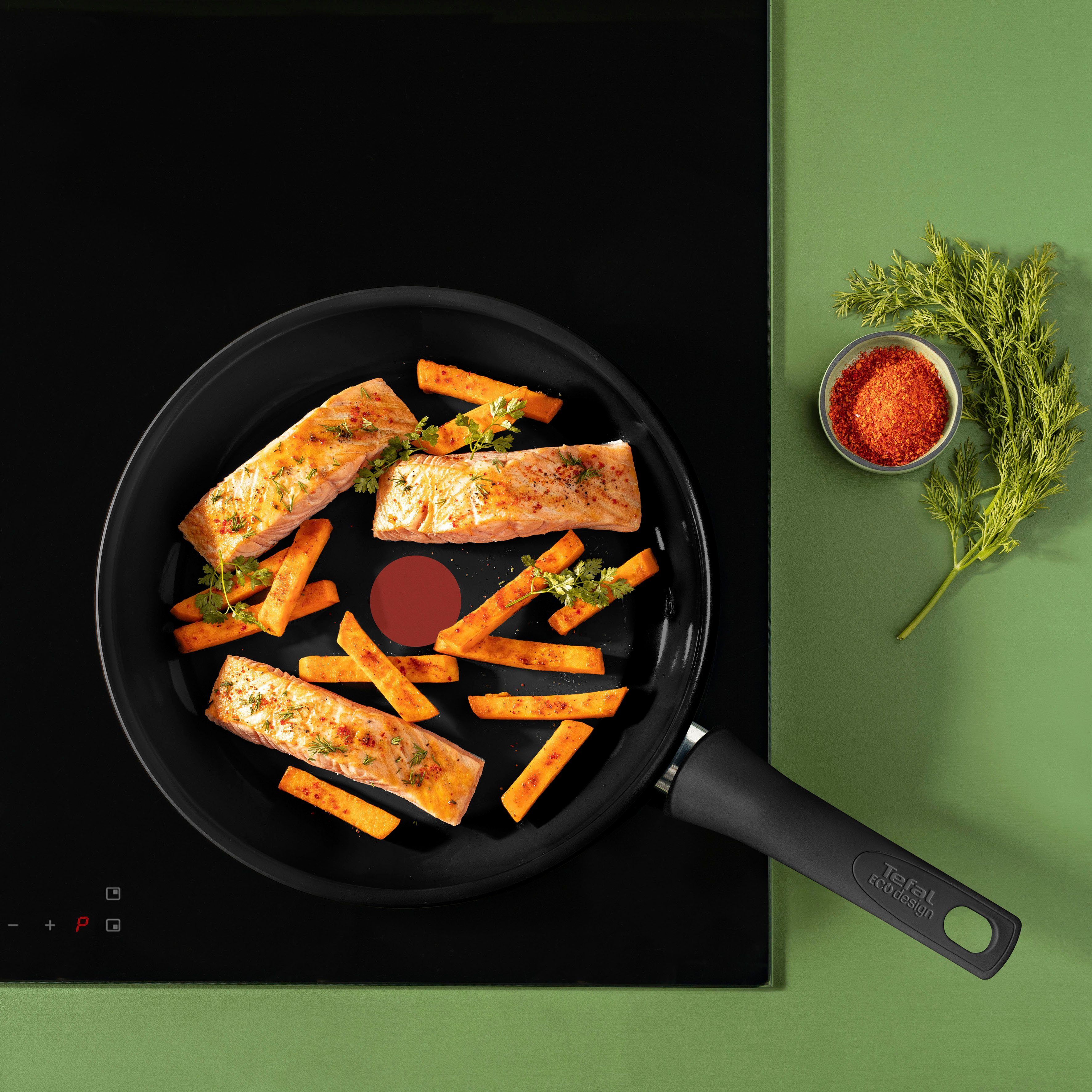 Tefal Koekenpan Renew On Black milieuvriendelijk, gerecycled, thermo-signaal, geschikt voor inductie (1-delig)