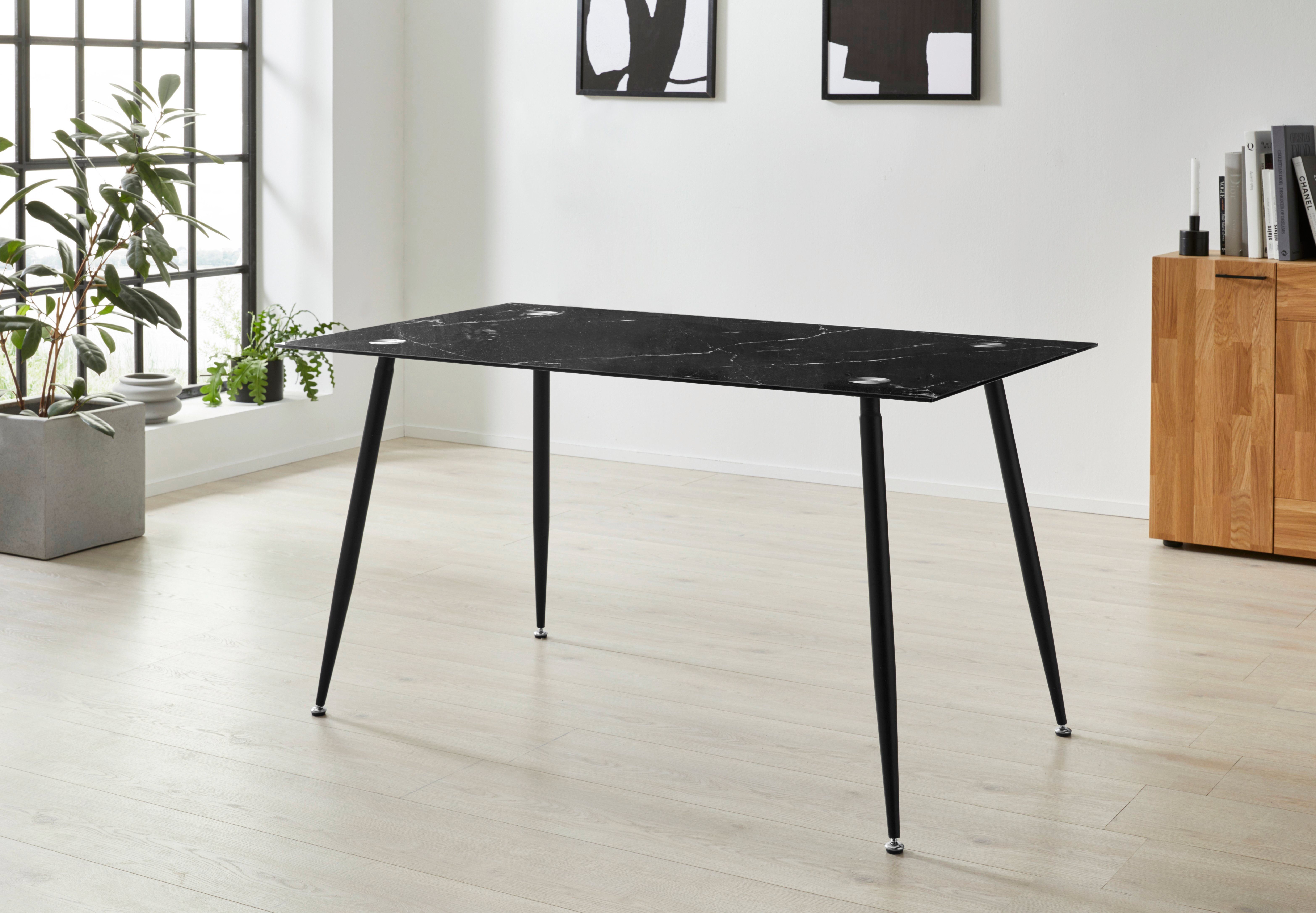 Homexperts Glazen tafel Romeo Breedte 140 cm, in marmerlook