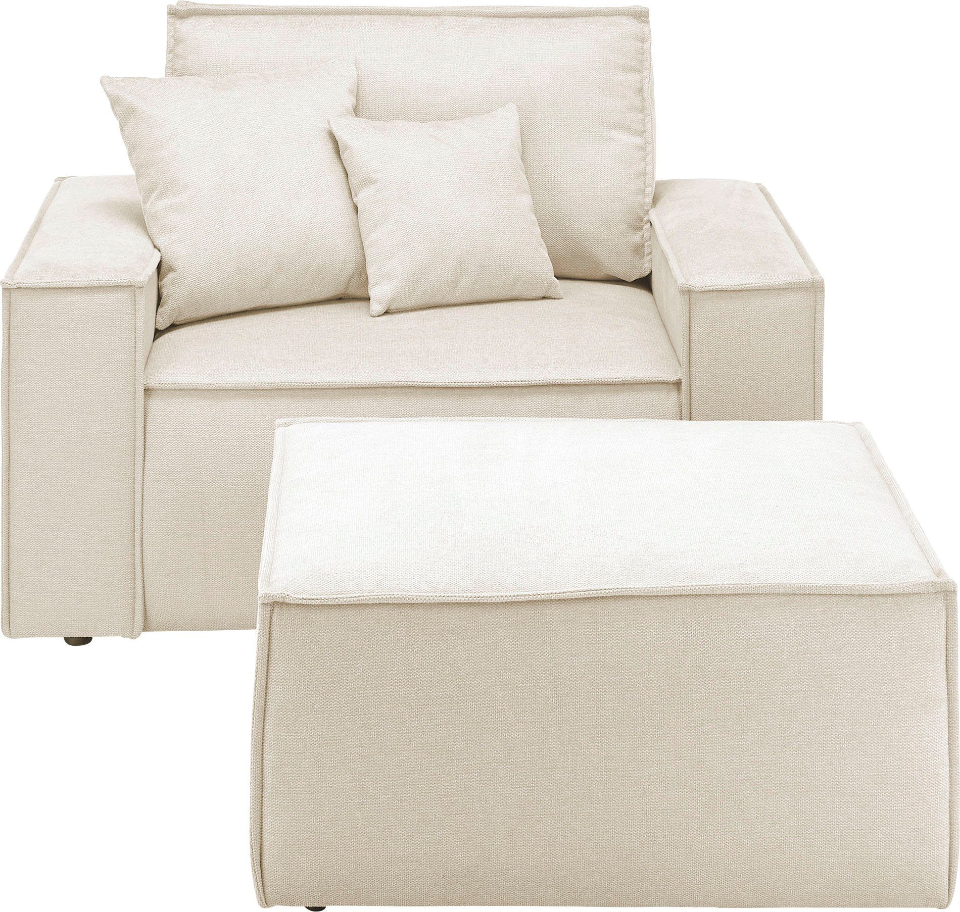 andas Loveseat Finnley Loveseat en hocker als set, passend bij de bekleding-serie Finnley (2-delig)