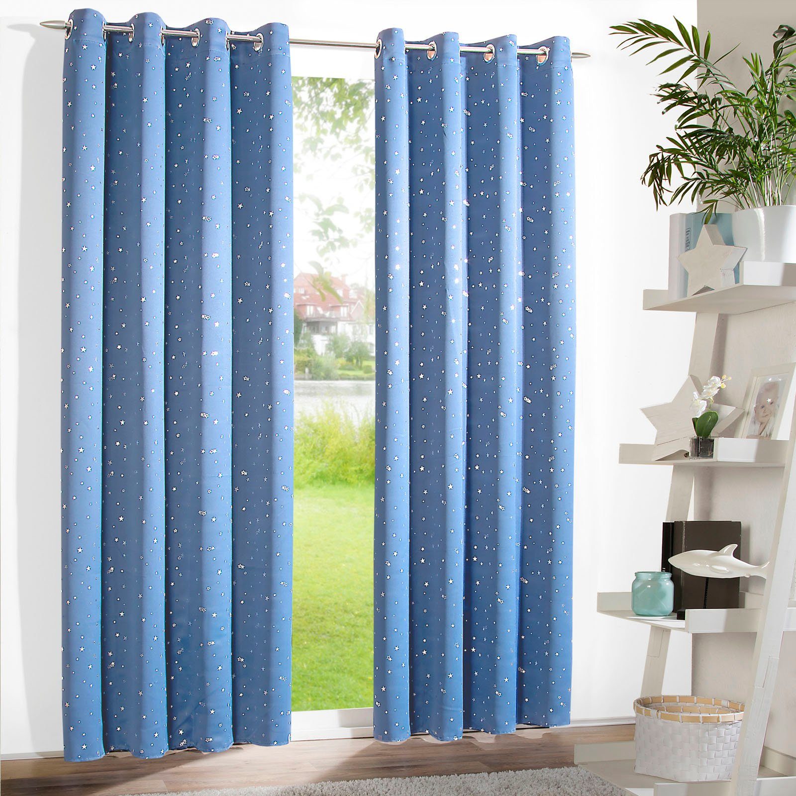 Weckbrodt Gordijn Sarin (1 stuk) kant & klaar gordijnen maat 135 cm x 225 cm blauw
