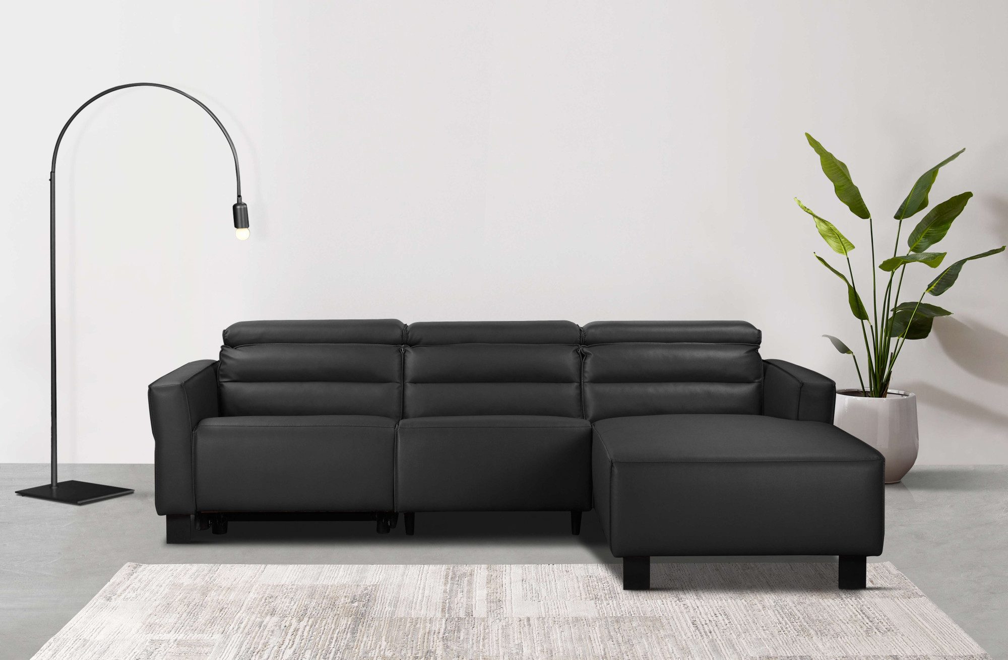 Places of Style Hoekbank Carpari, L-vorm, 263 cm, handmatige of elektrische relaxfunctie