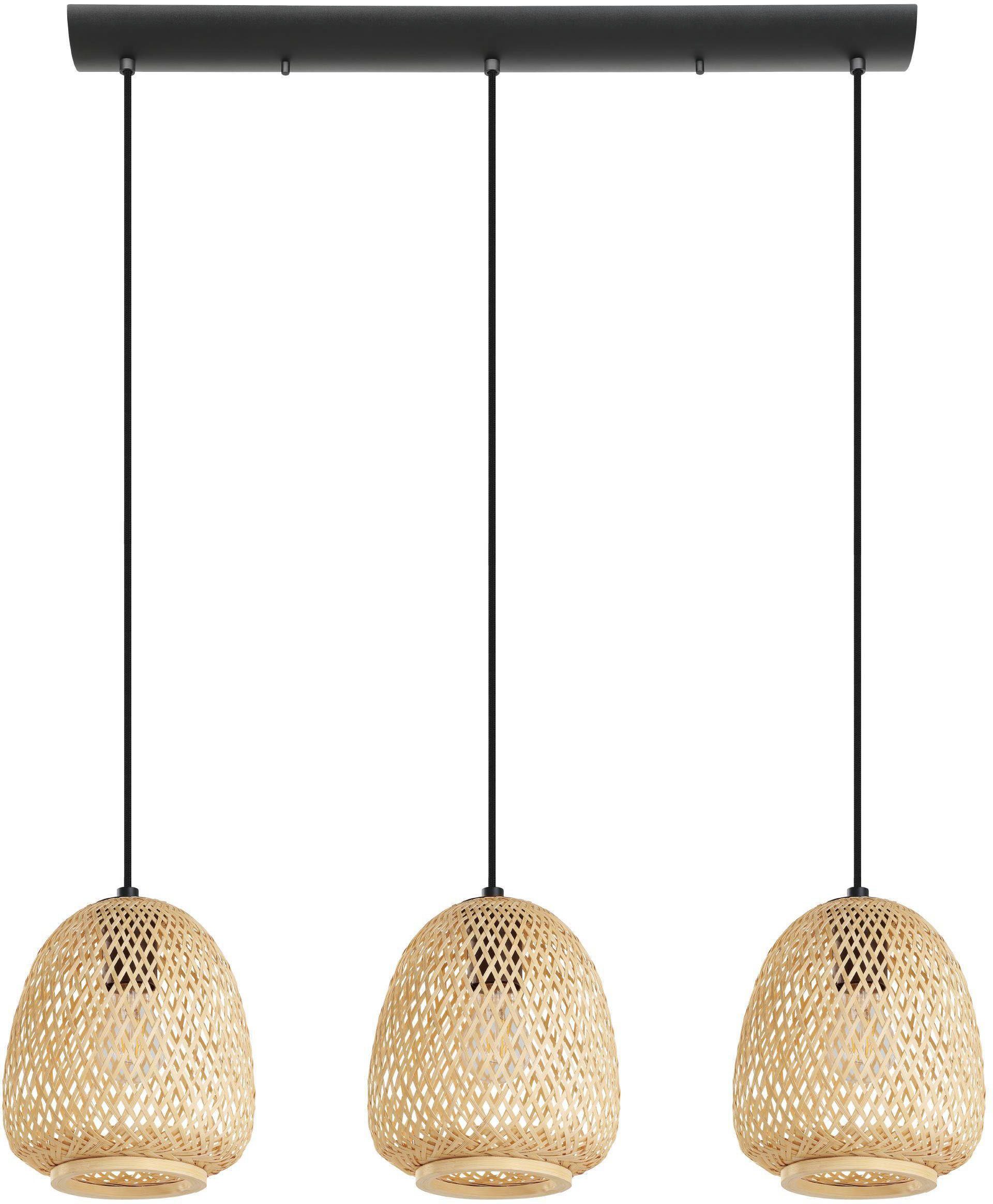 EGLO Hanglamp Dembleby Hanglamp vintage, ecru, Hygge, houten vlechtwerk, E27, Ø 20 cm