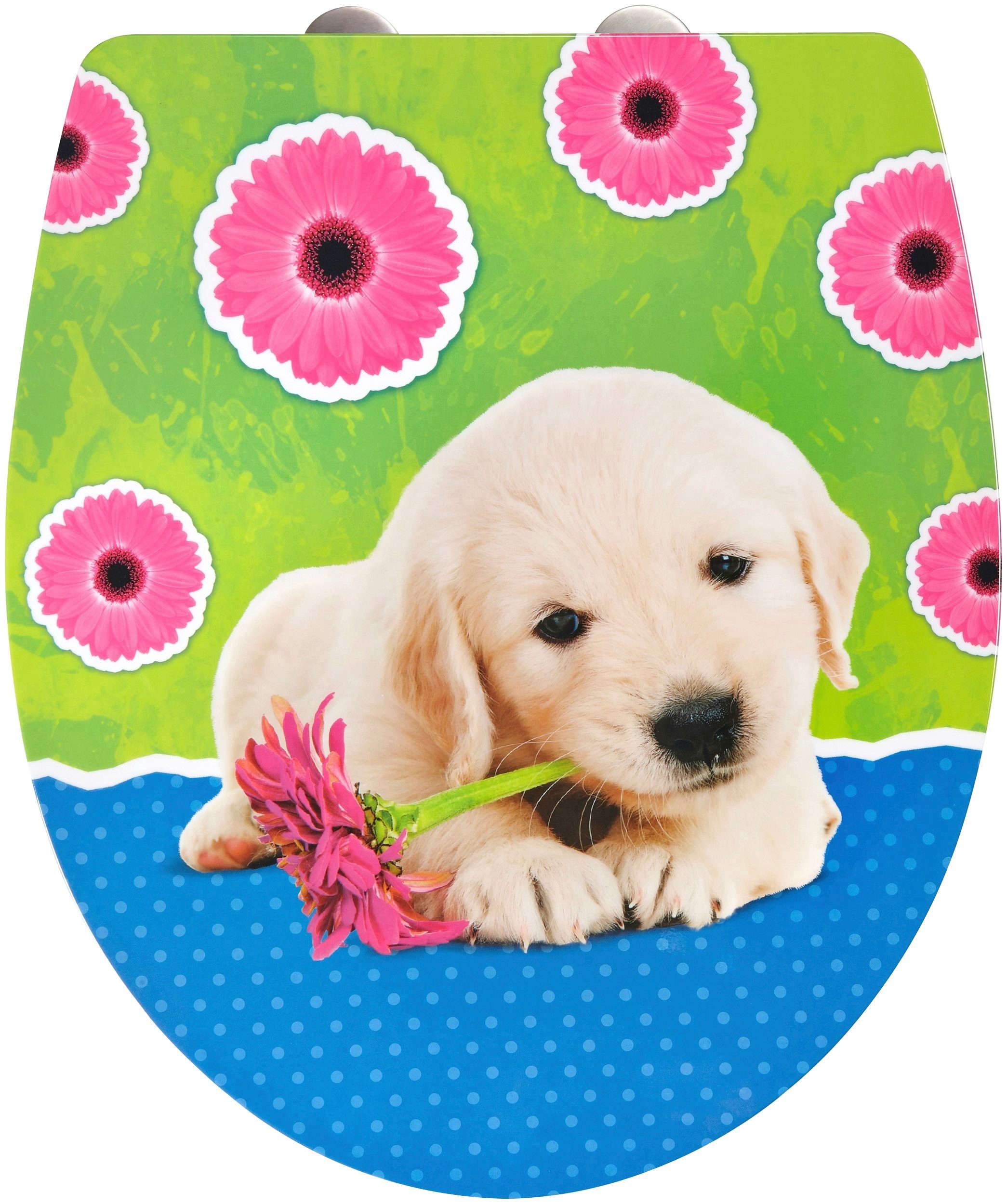 adob toiletzitting puppy soft-closemechanisme, voor het schoonmaken met één druk op de knop afneembaar multicolor
