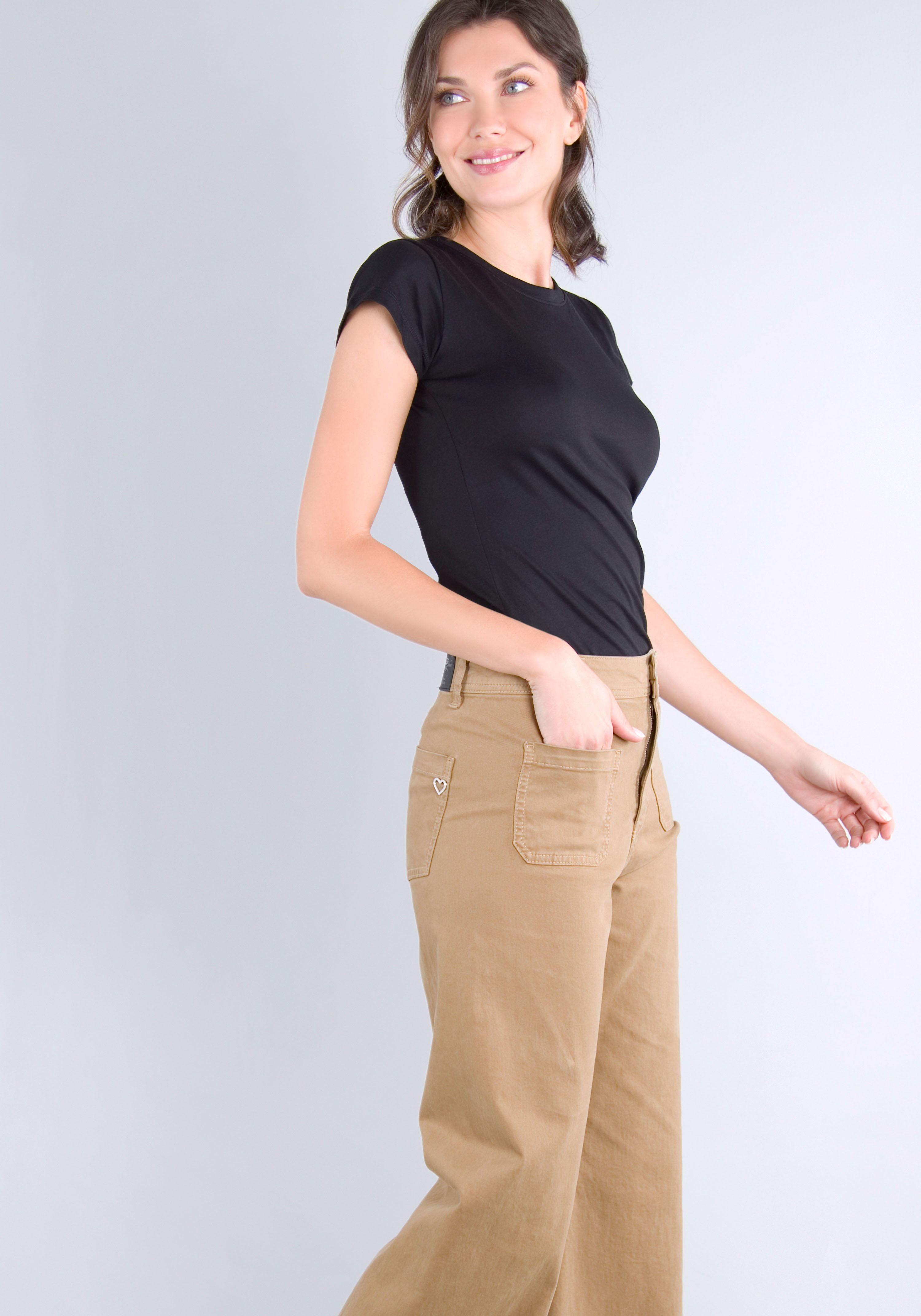 Please Jeans Broek met wijde pijpen van hoogwaardige katoenmix met stretch