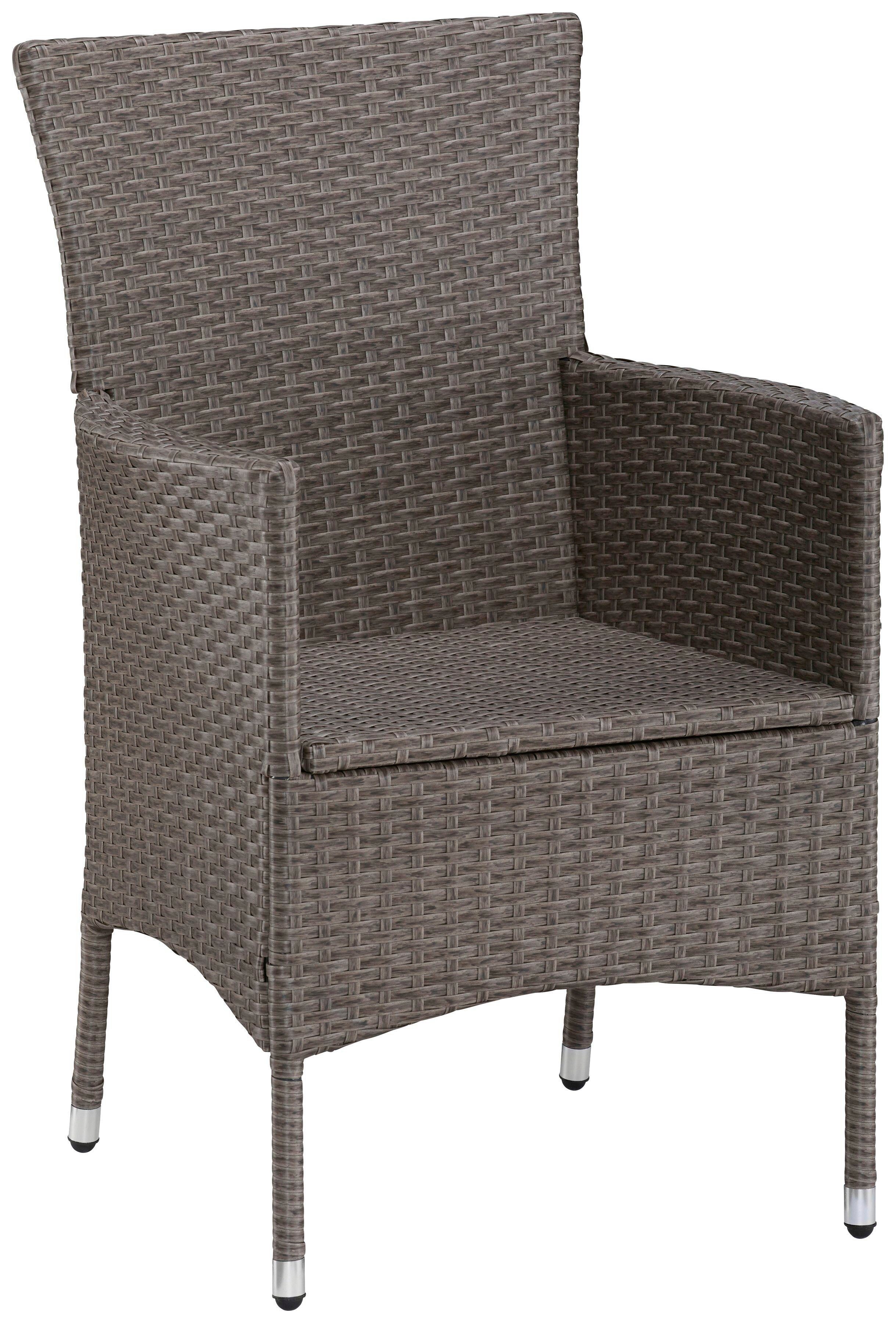 KONIFERA Tuin-eethoek Balkonset "Mailand" Polyrattan, tafelblad van veiligheidsglas, verzinkt staal (set, 7-delig)