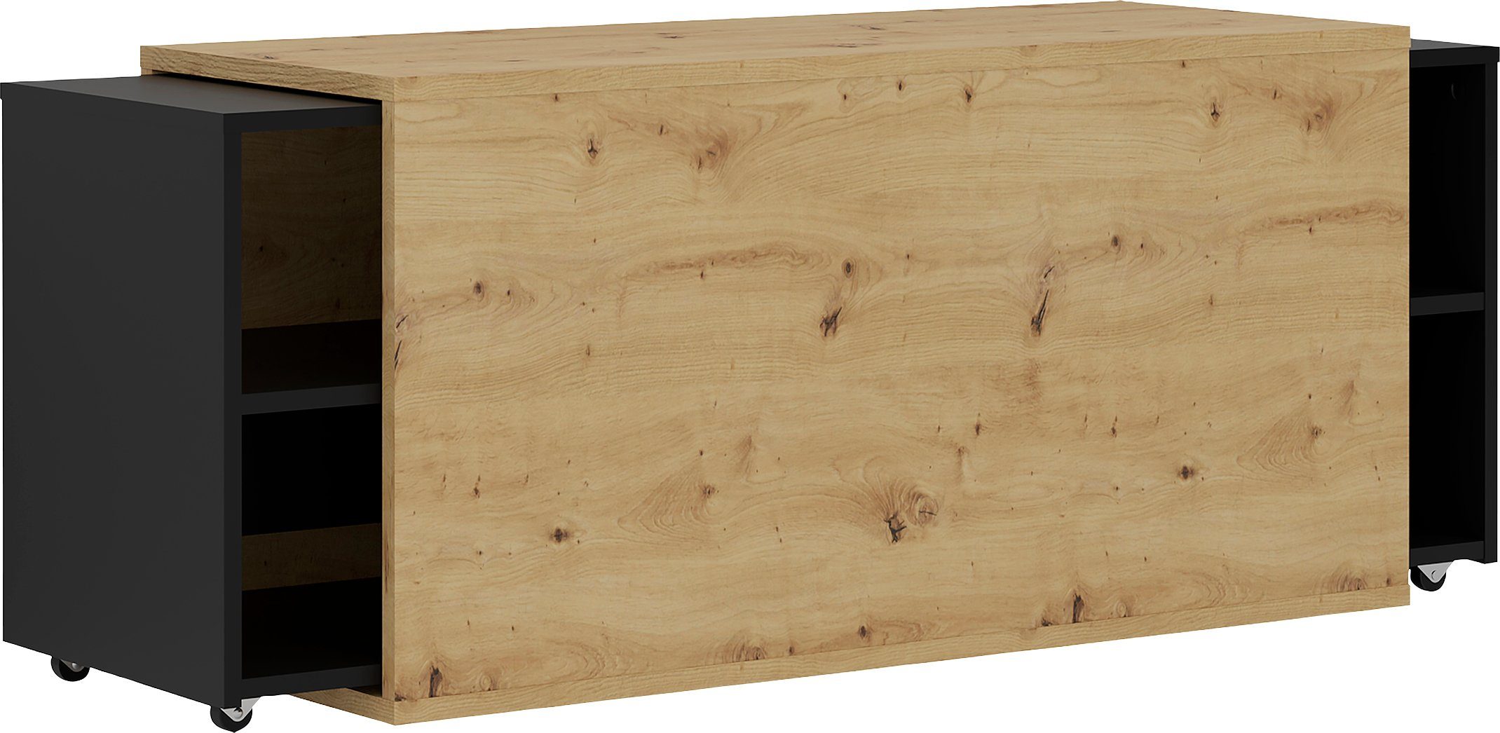 FMD Tv-meubel Slide uittrekbaar tot 194,5 cm lowboards zwart