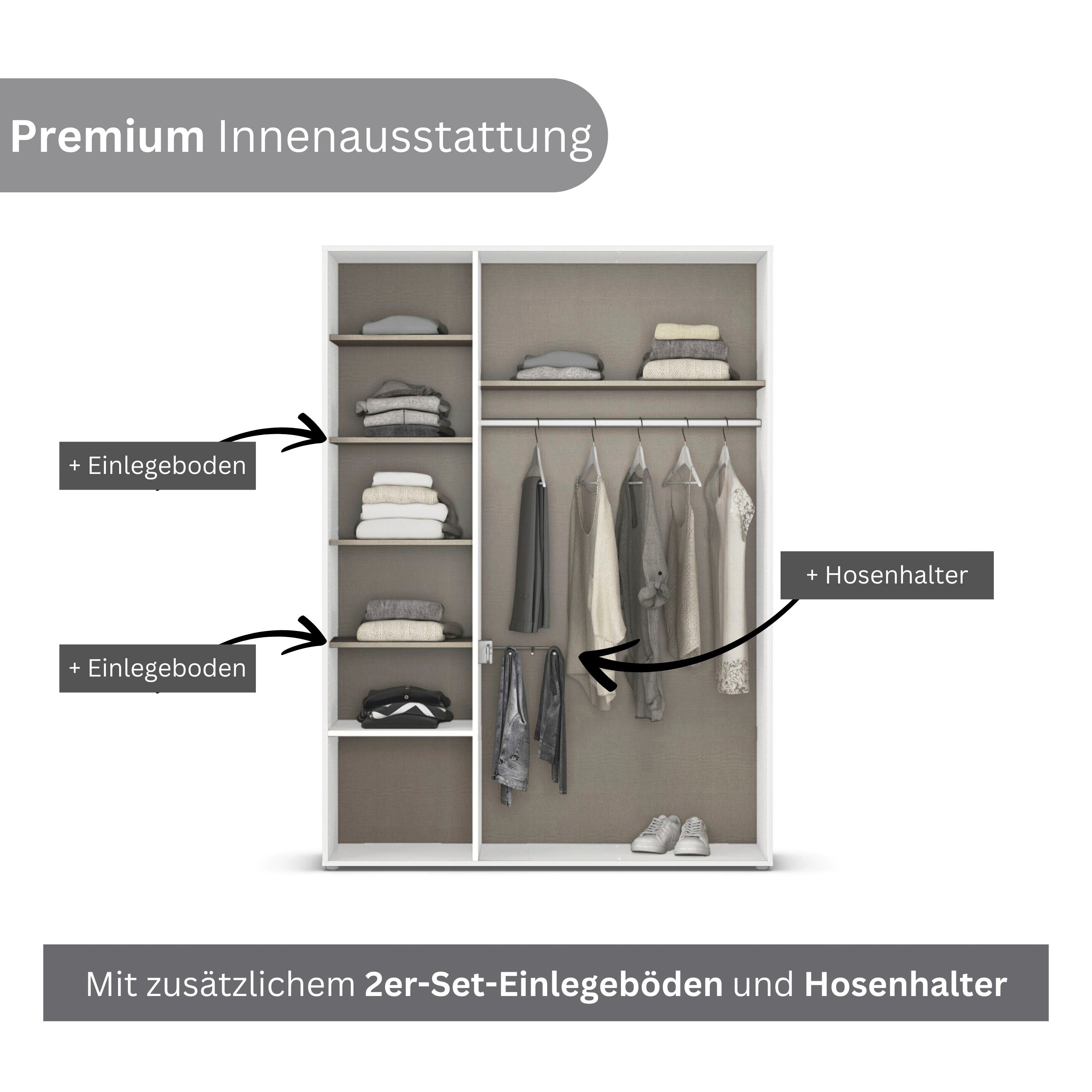 rauch Draaideurkast Kledingkast kast garderobe waskast SHINJO Grepen en voeten van massief hout met 2 lades MADE IN GERMANY