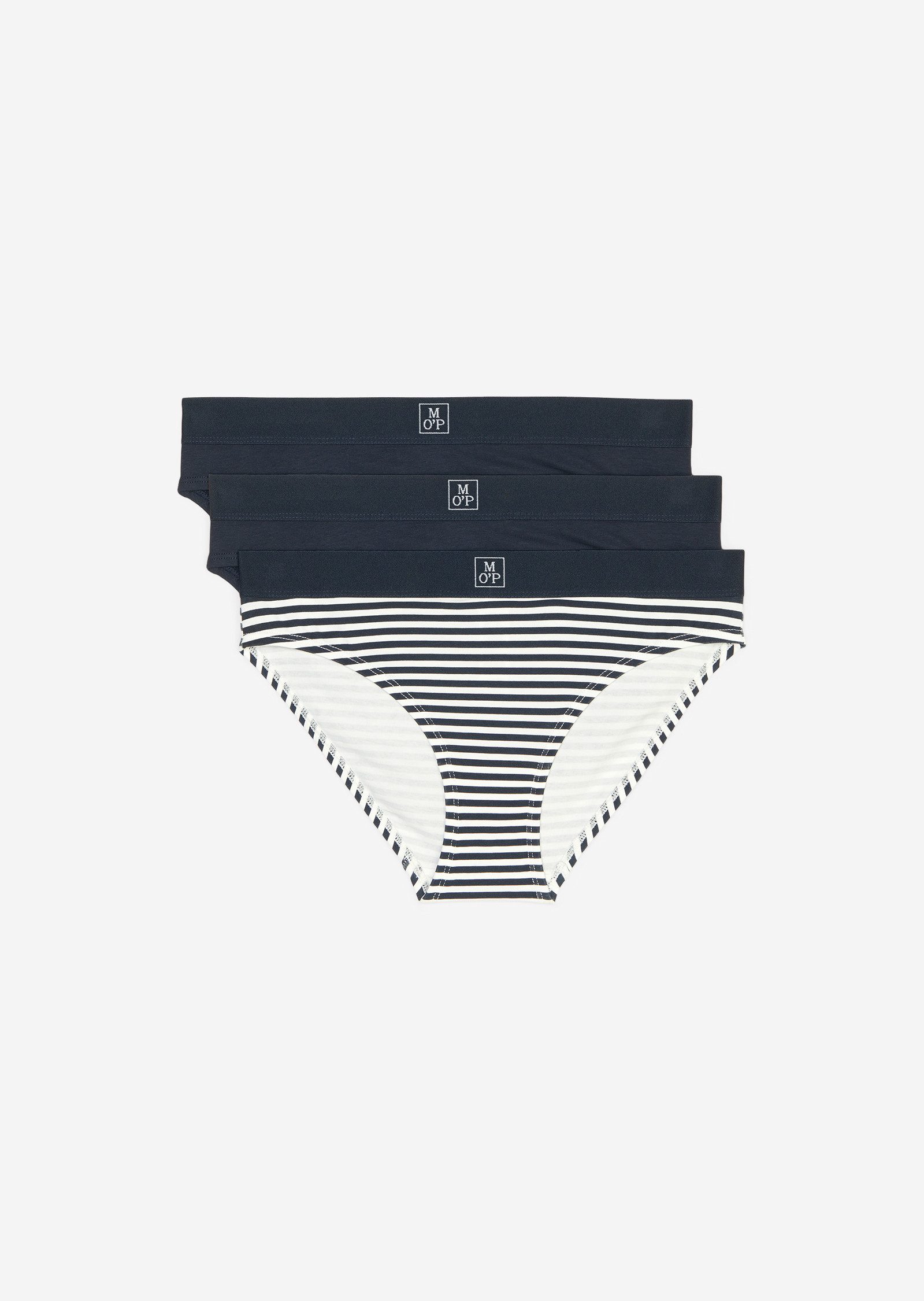 Marc O'Polo Slip Essentials met stijlvol streepdesign (Set van 3) dames slips maat L (40) blauw