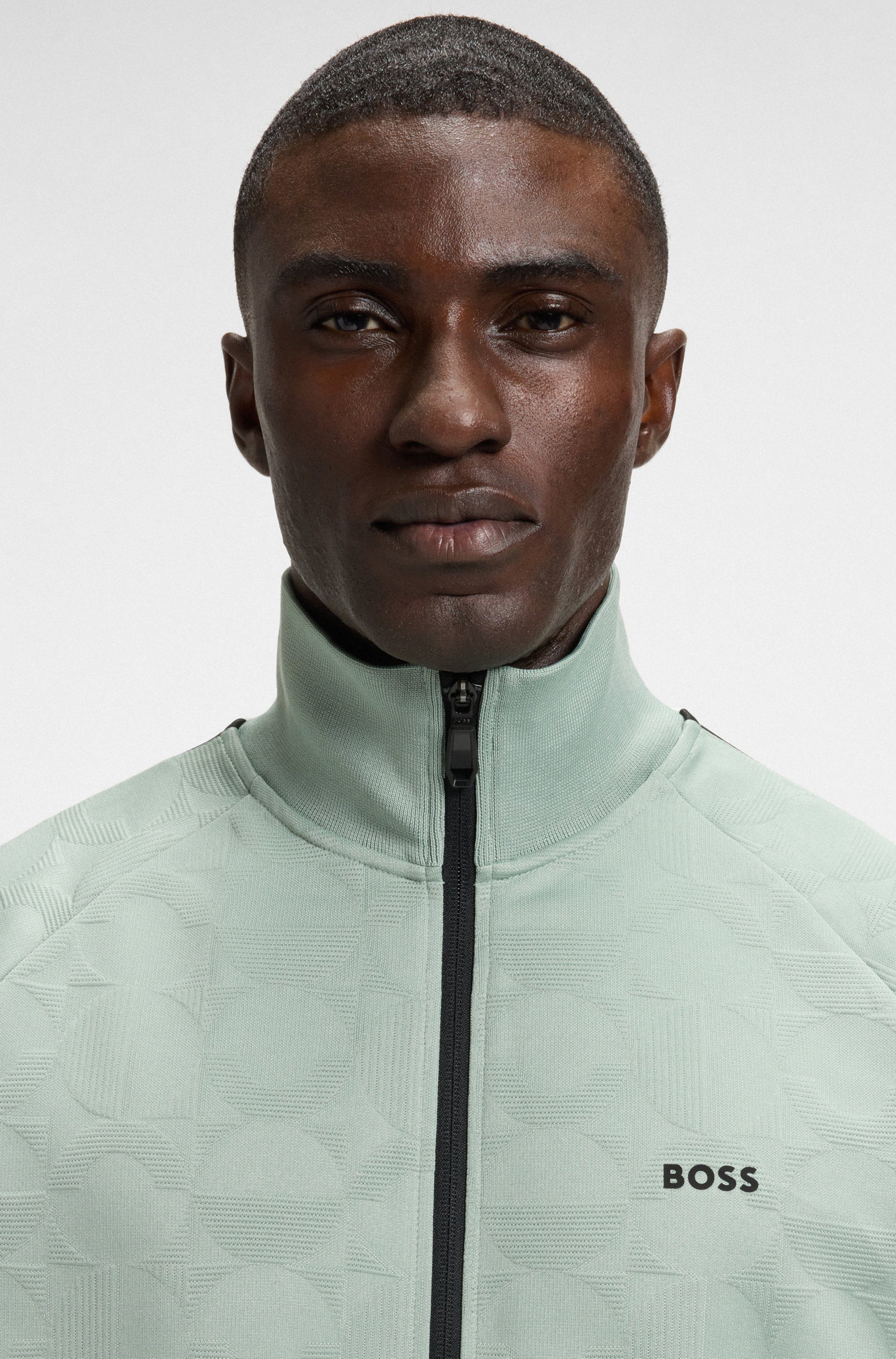 BOSS GREEN Sweatvest Skarley Strip met een subtiel patroon