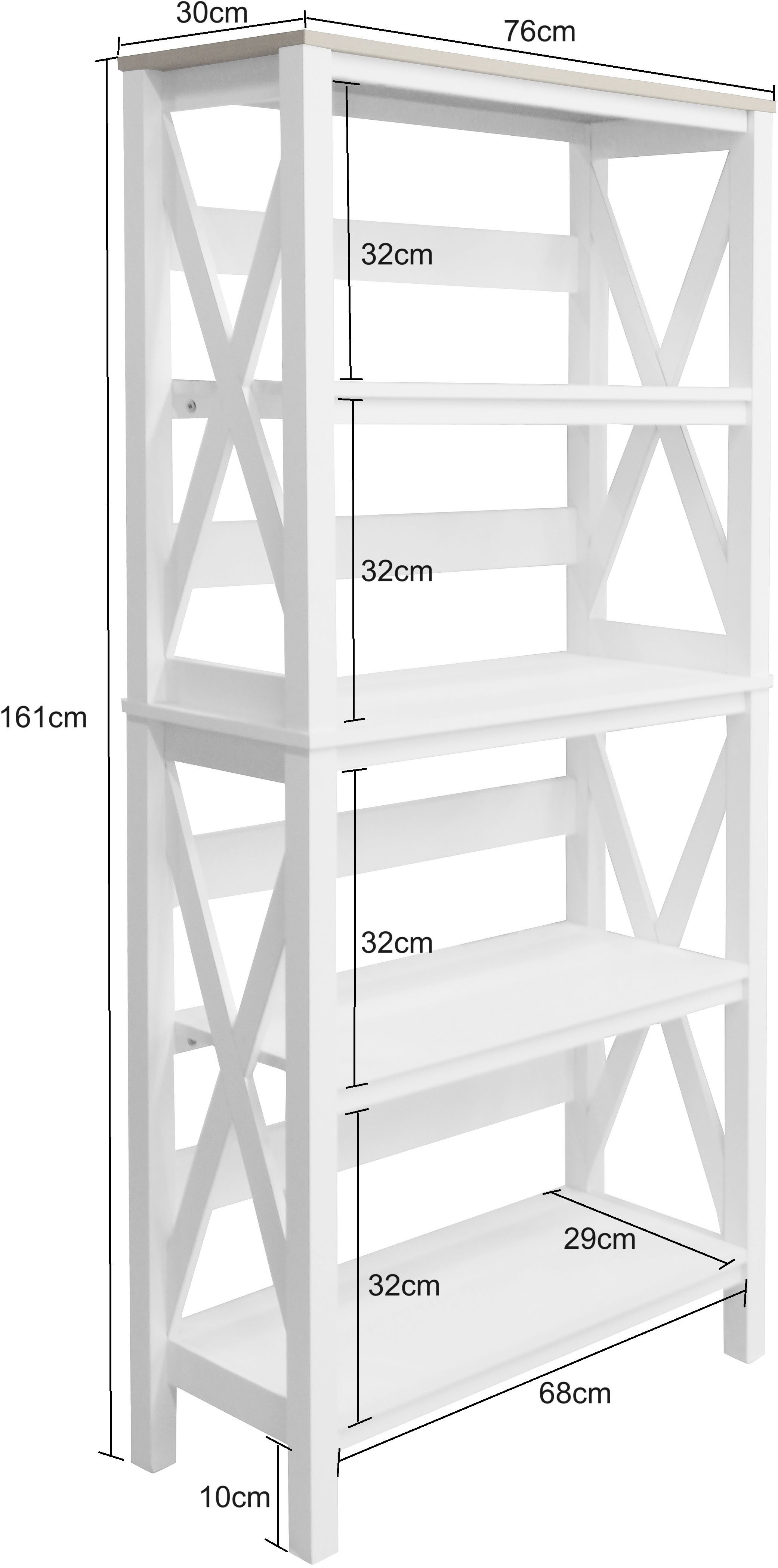 Home affaire Ordnerrek SILBA Boekenrek, 4 vakken, landhuisstijl, hoogte 161 cm