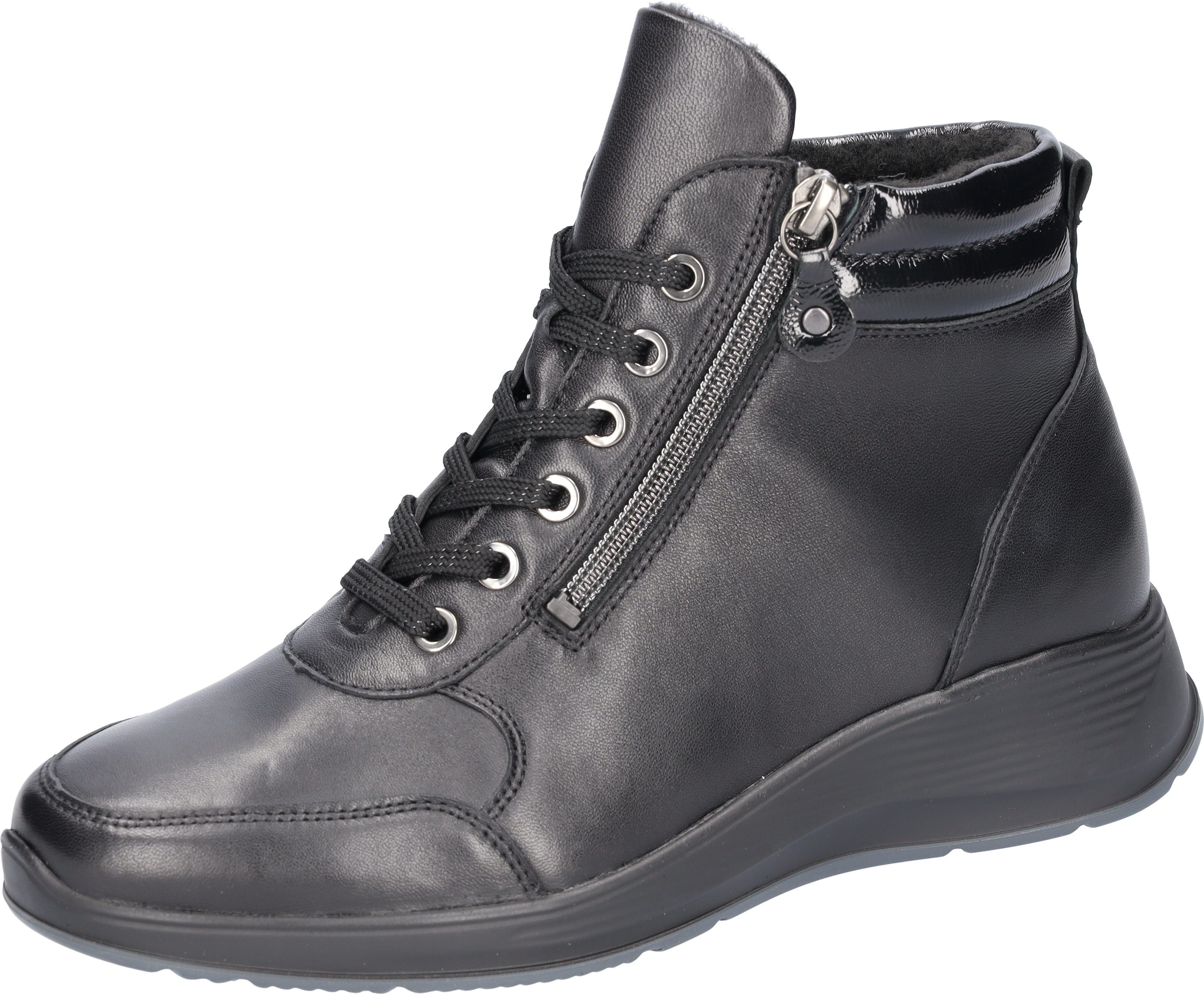Waldläufer Veterschoenen Kalea comfortabele schoen, winterlaarzen in comfortwijdte h (=zeer breed) dames veterlaarsjes maat 41 EU zwart