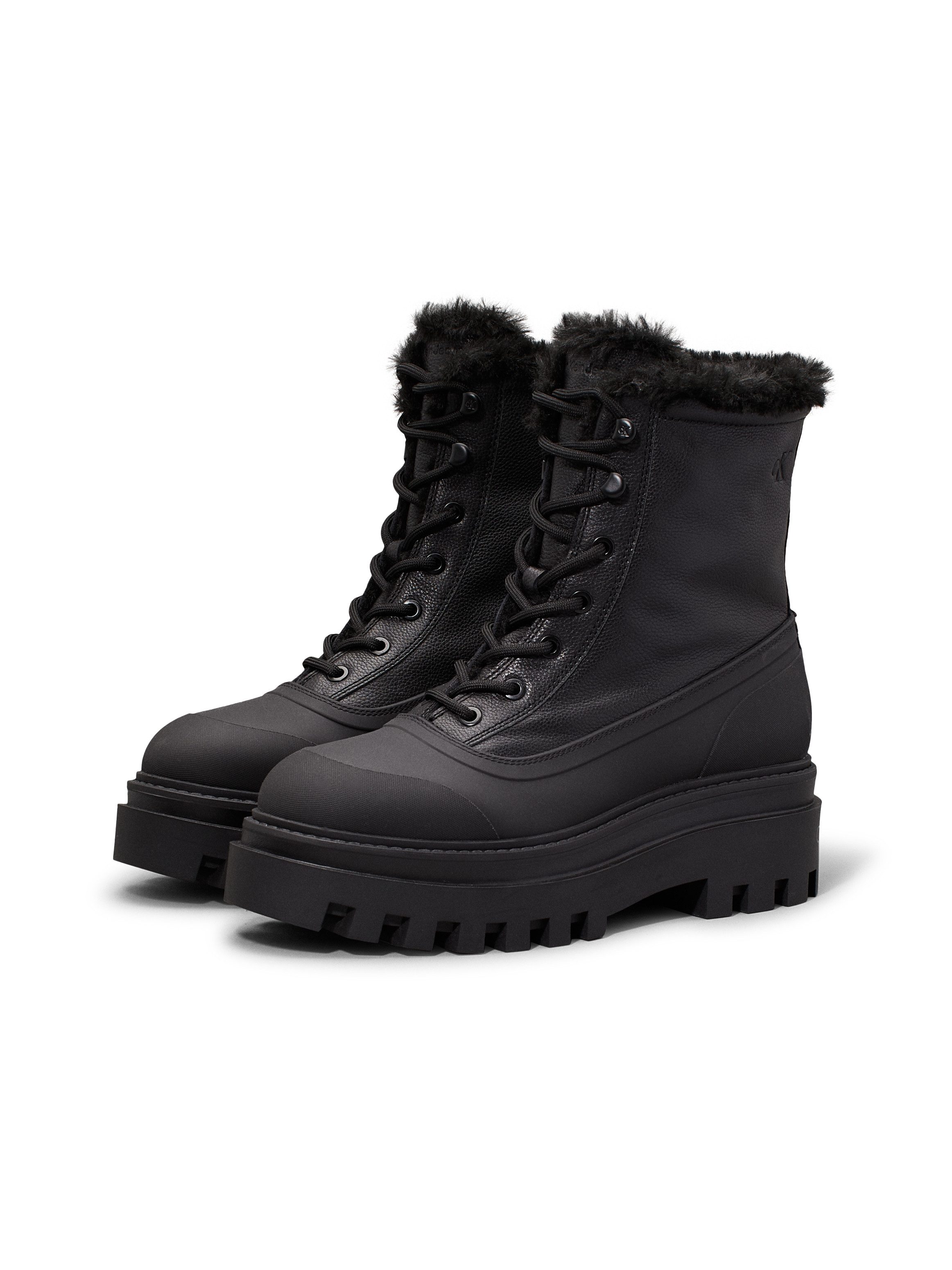 Calvin Klein Winterlaarzen FLATFORM LACE UP BOOT PADDED , veterschoenen, enkellaars, plateau-profielzool, met warme voering