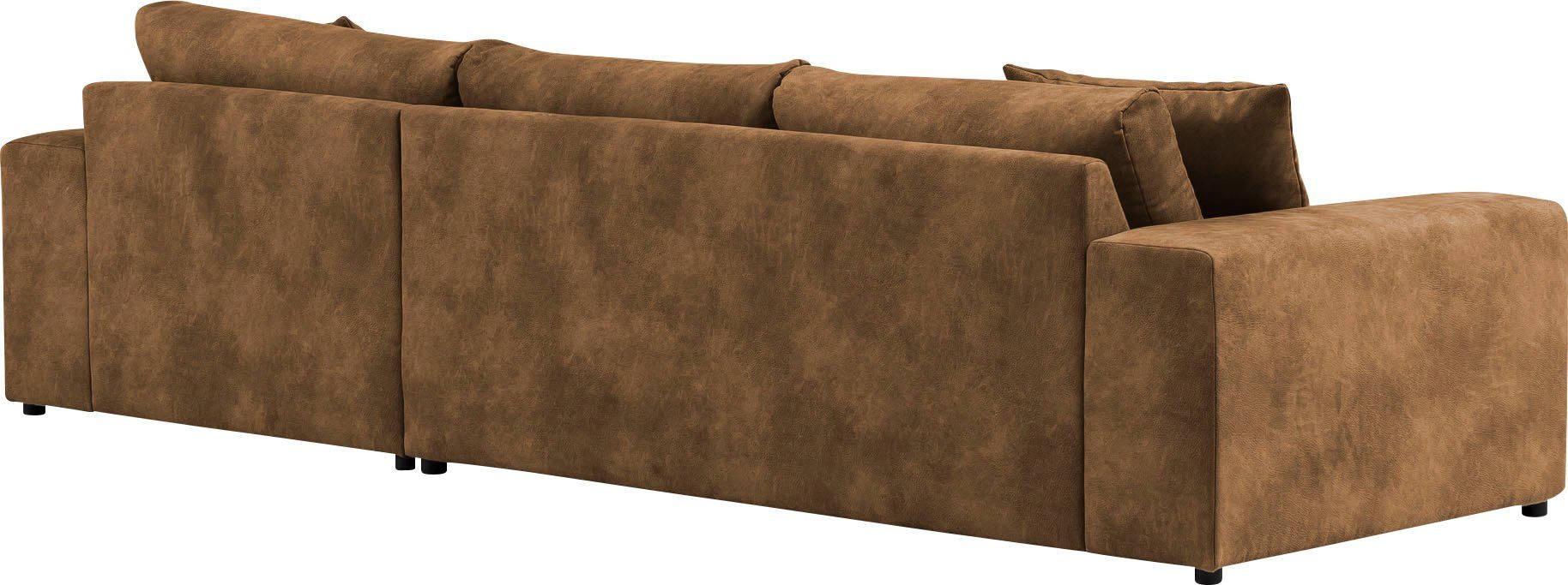andas Hoekbank SLEETLAND XXL van fluweel of in vintage leer-look, L-model,