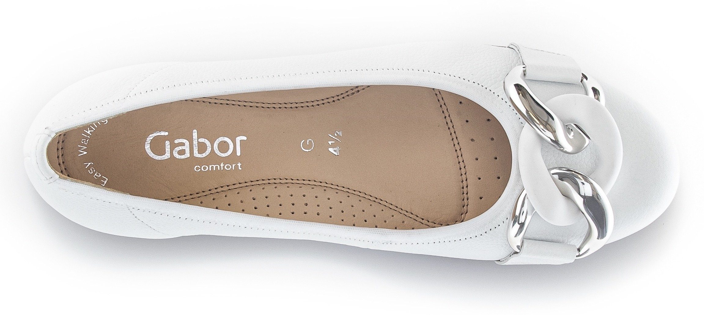 Gabor Ballerina's Florence Trouwschoen, platte schoenen, slippers met elegante sierketting